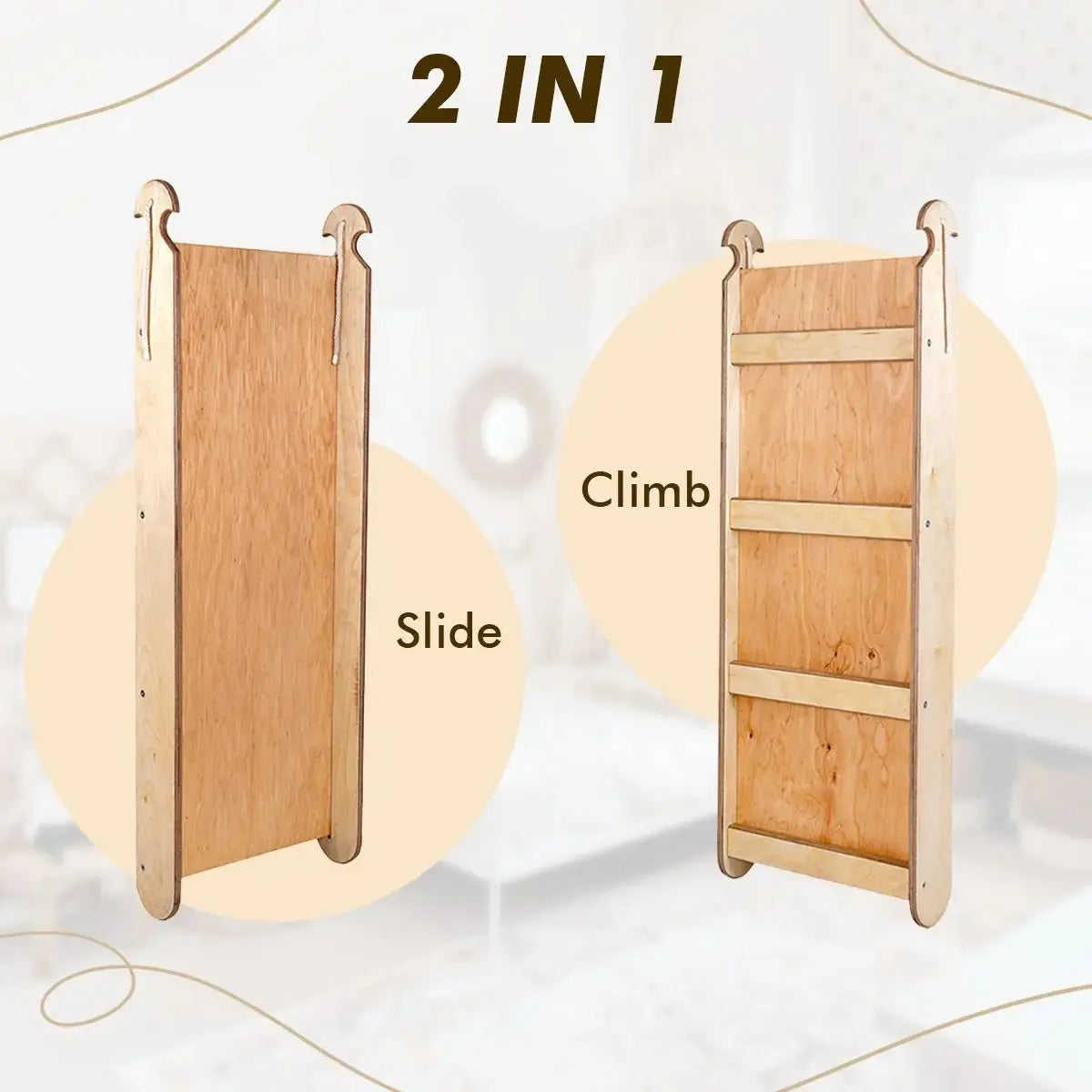 4in1 Montessori Climbing Set Triangle Ladder Climbing Arch Slide Board and Cushion Beige Goodevas Everetts Place: Online Boutique