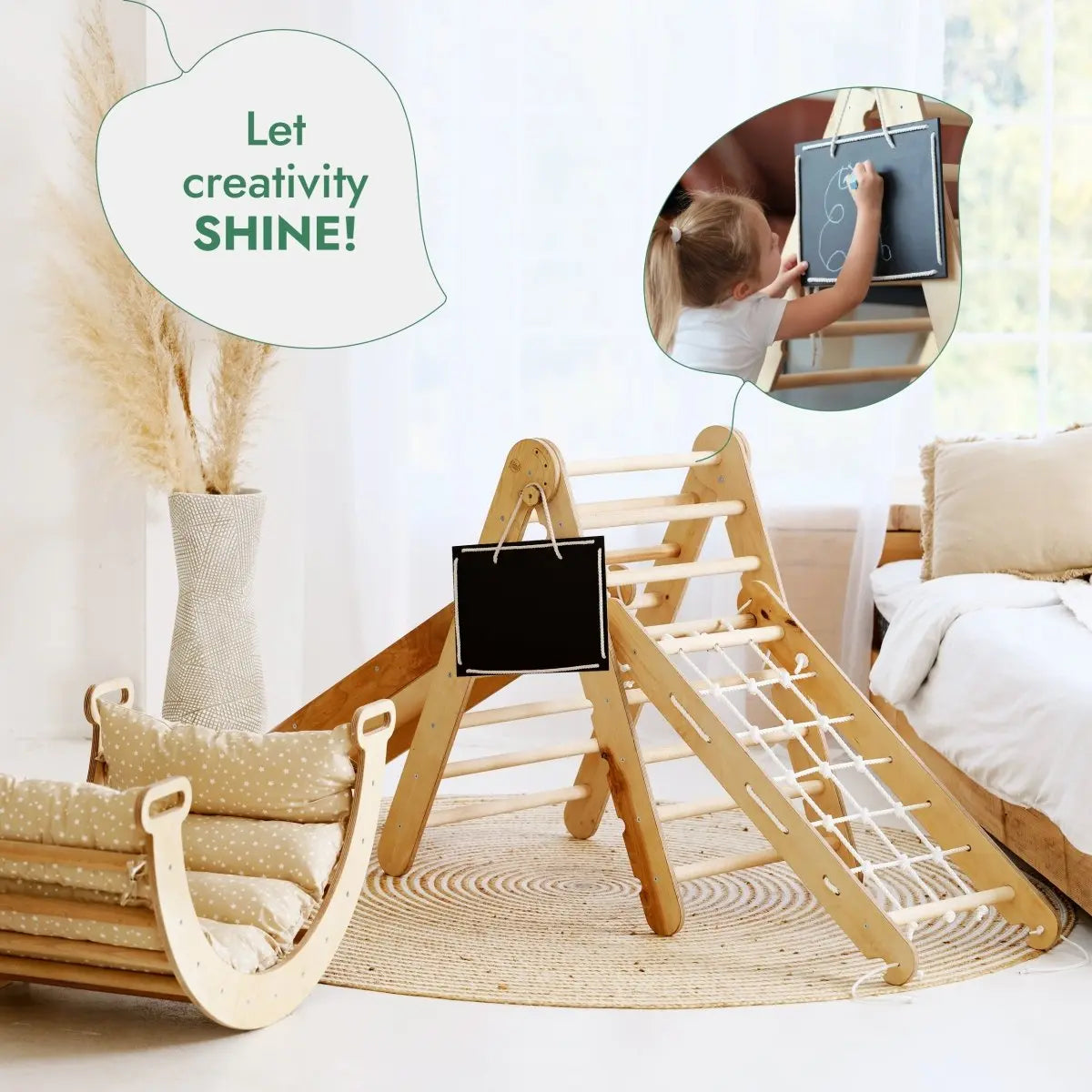 5 In 1 Montessori Climbing Set Pikler Climbing Arch Slide Net And Cushion Goodevas Everetts Place: Online Boutique