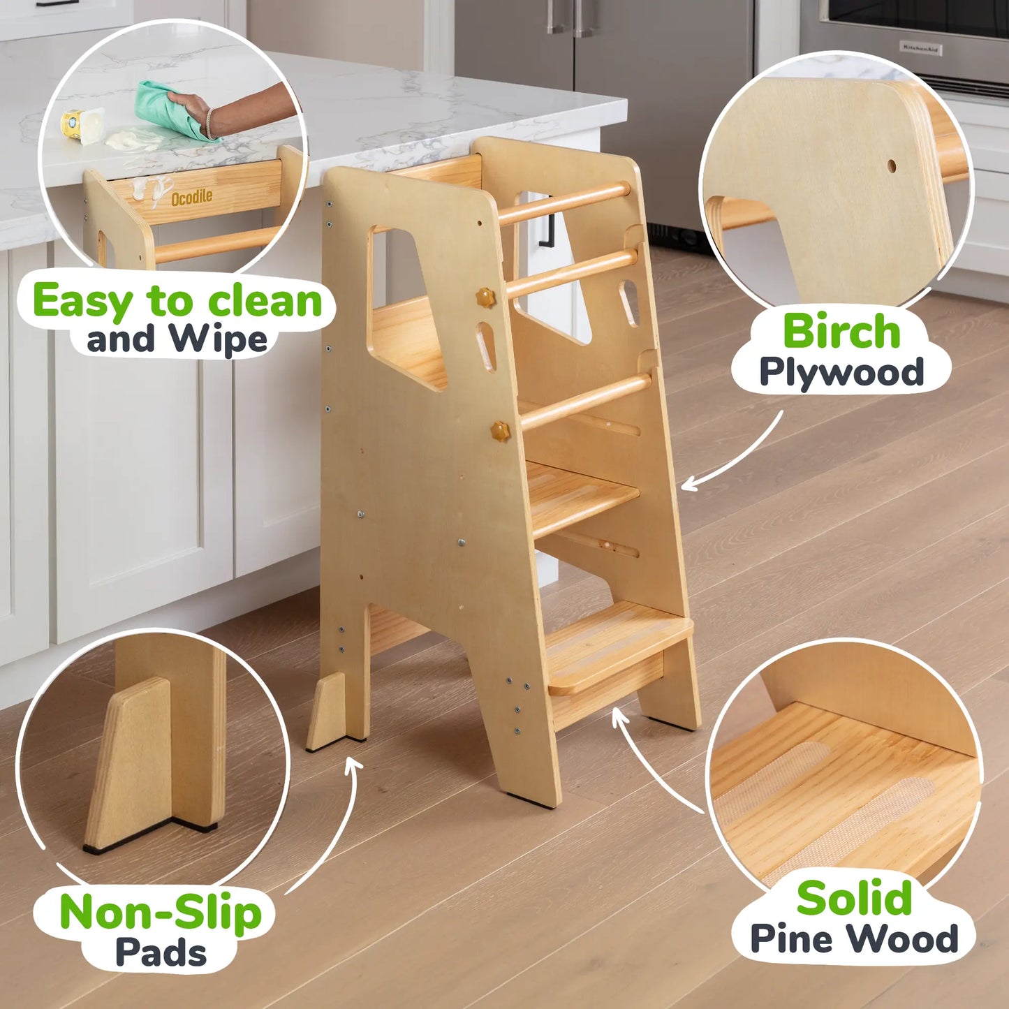 Toddler Standing Tower with Safe Climbing Bars for Independent Learning Ocodile.com