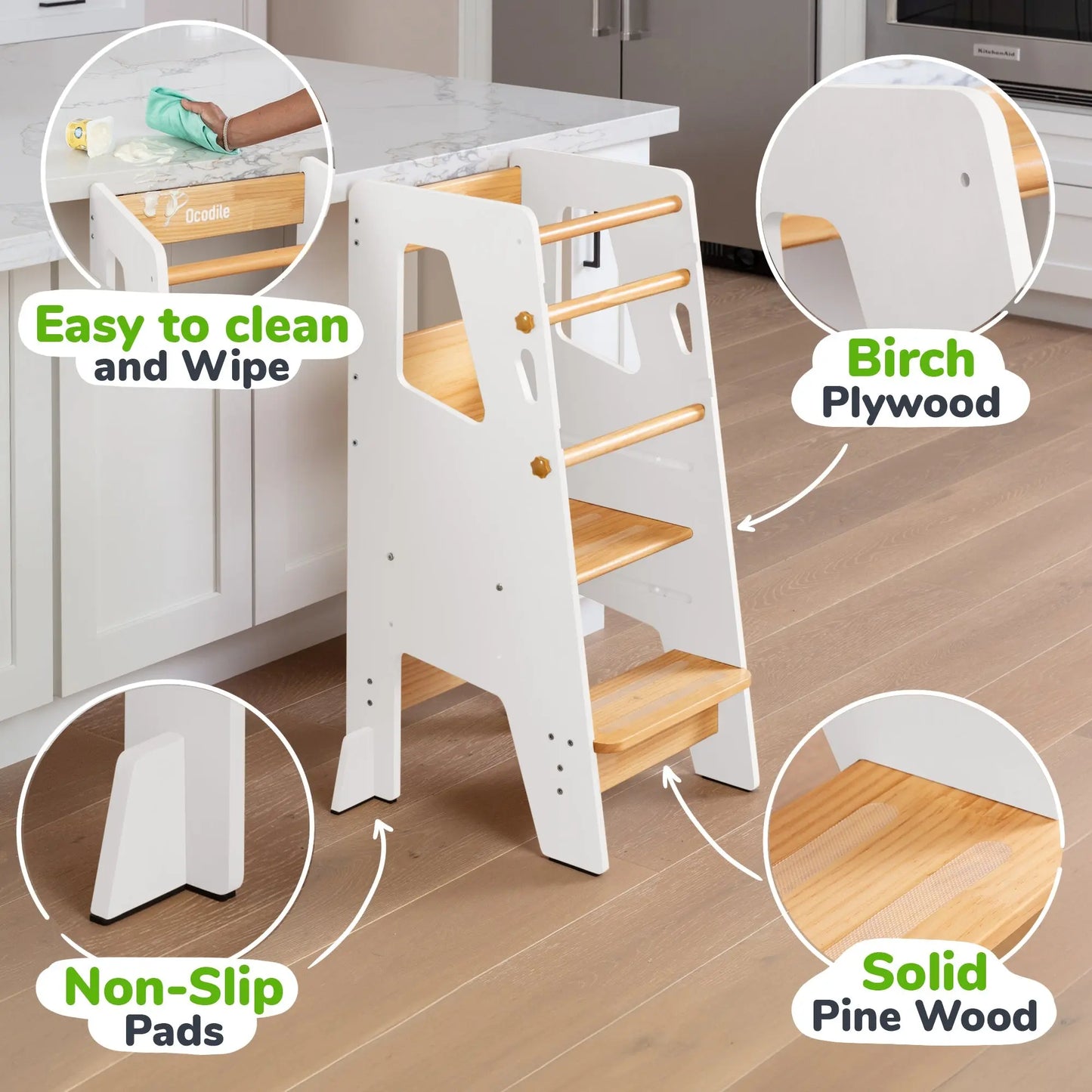 Toddler Standing Tower with Safe Climbing Bars for Independent Learning Ocodile.com