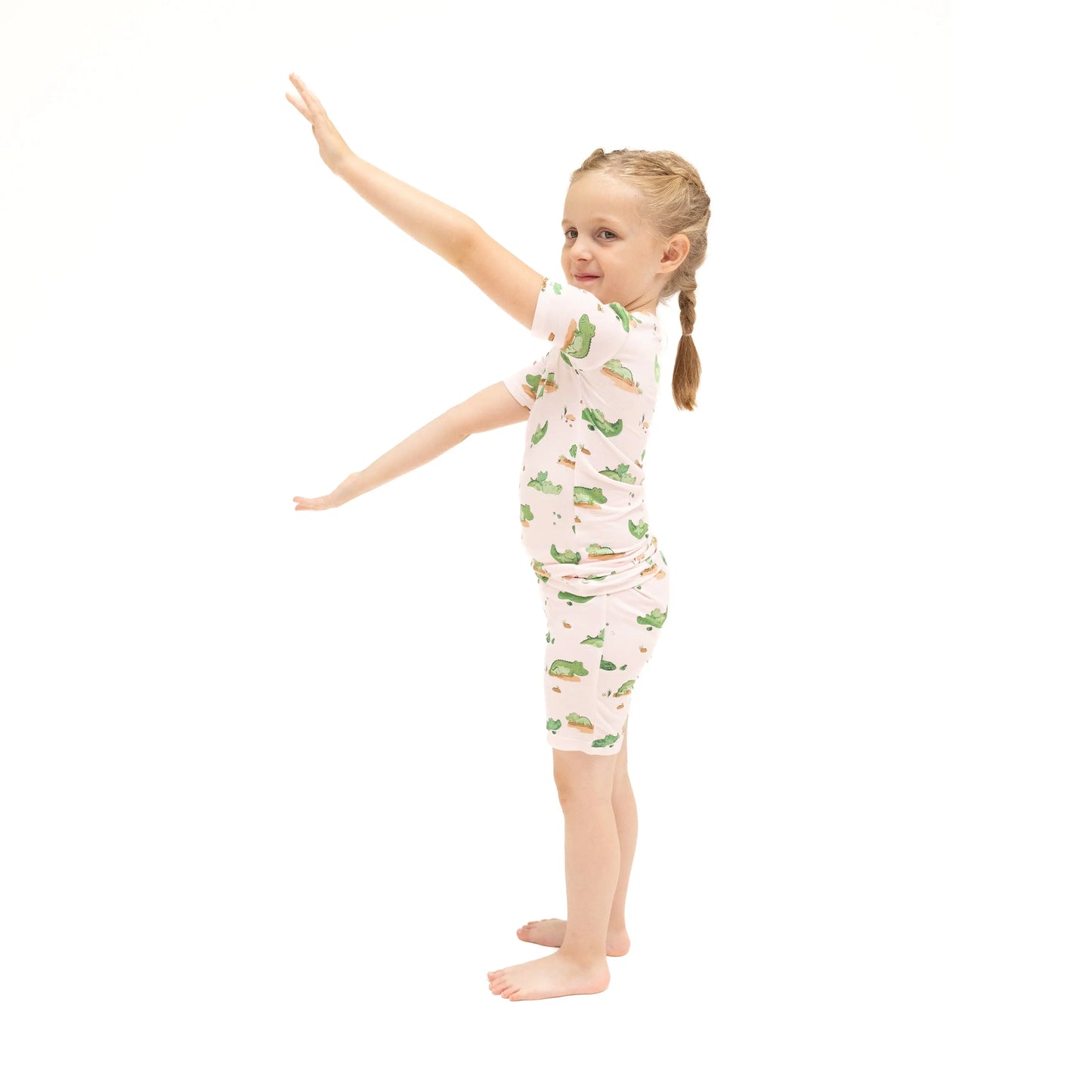 Loungewear Short Set Alligator Pink for Kids Cozy Comfortable Playtime Relaxation.