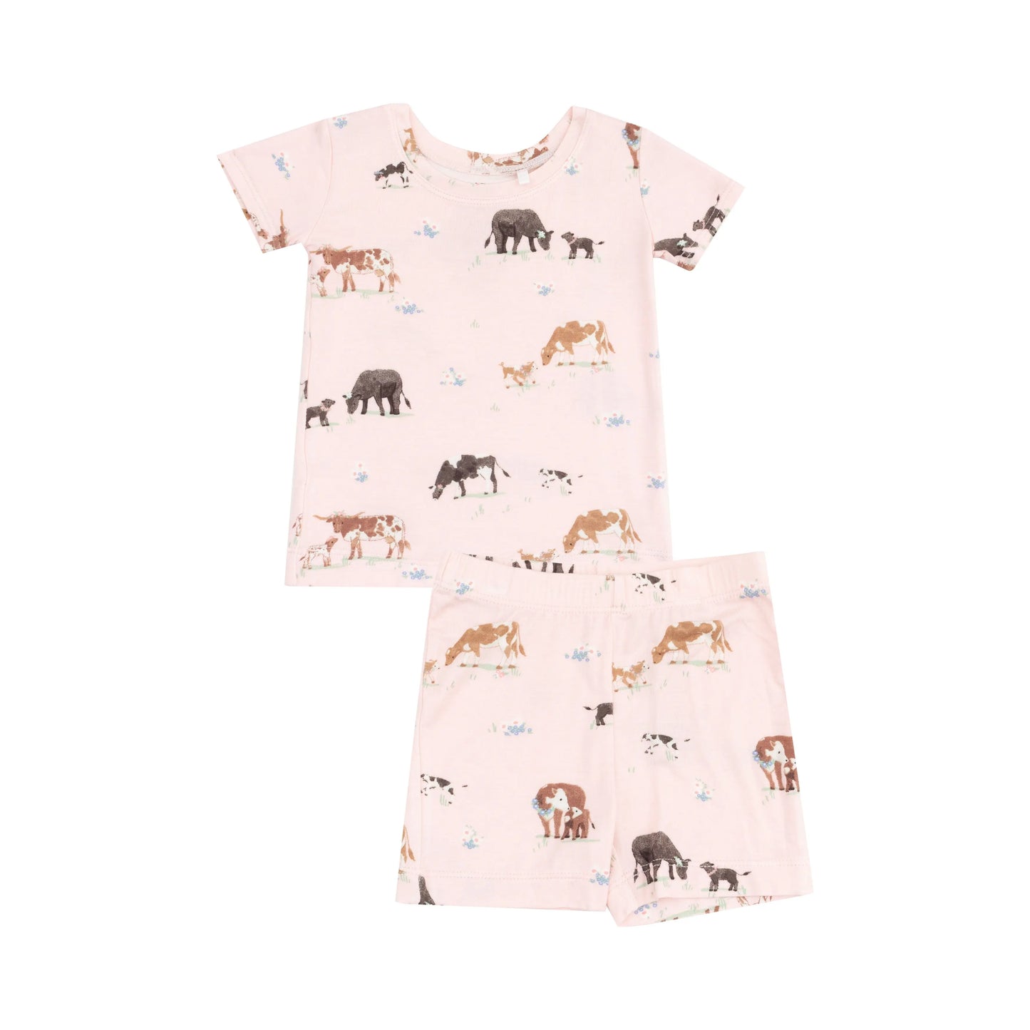 Loungewear Short Set Cow Families Pink.