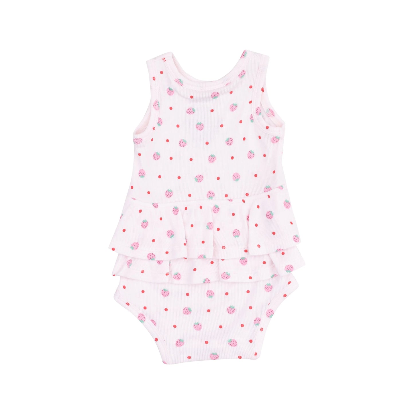Ruffle Tank Bubble Strawberry Swiss Dot.