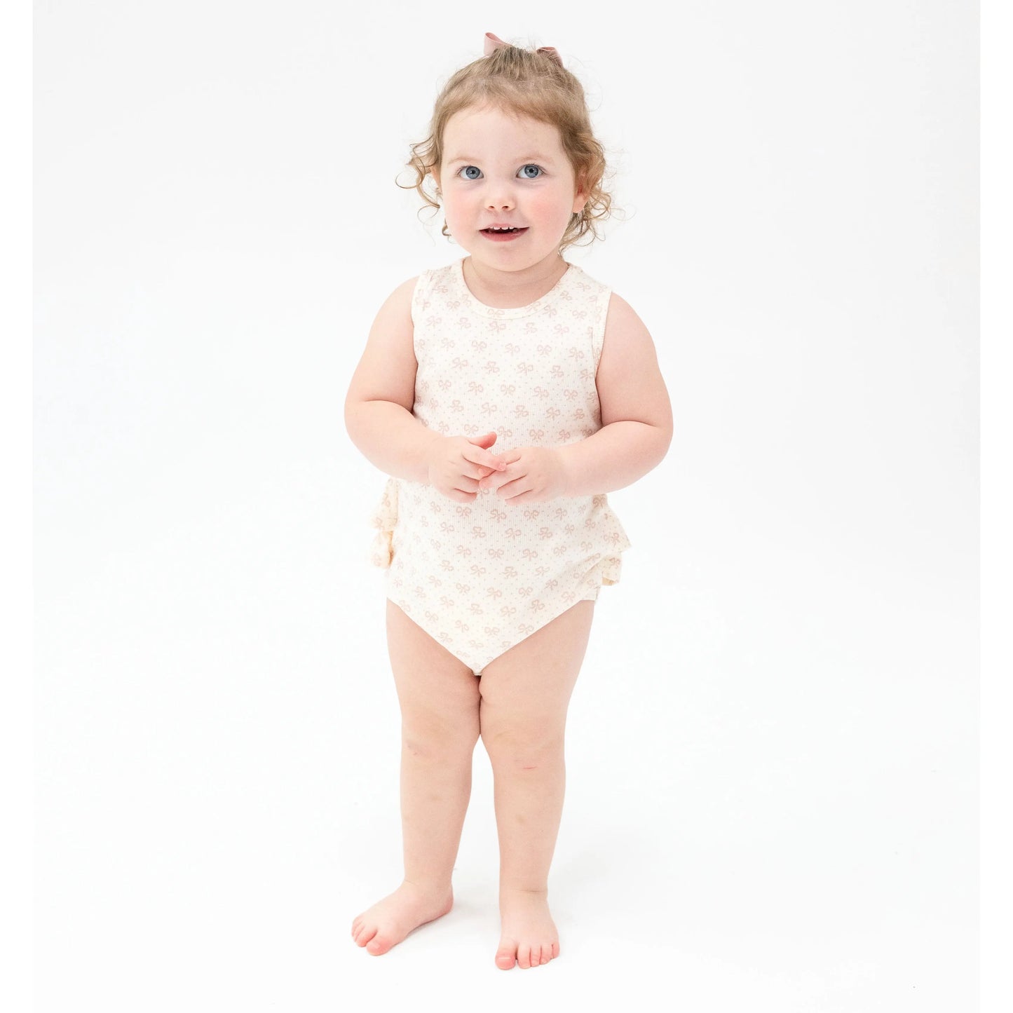 Ruffle Tank Bubble Vintage Mini Bows for Baby Girls.