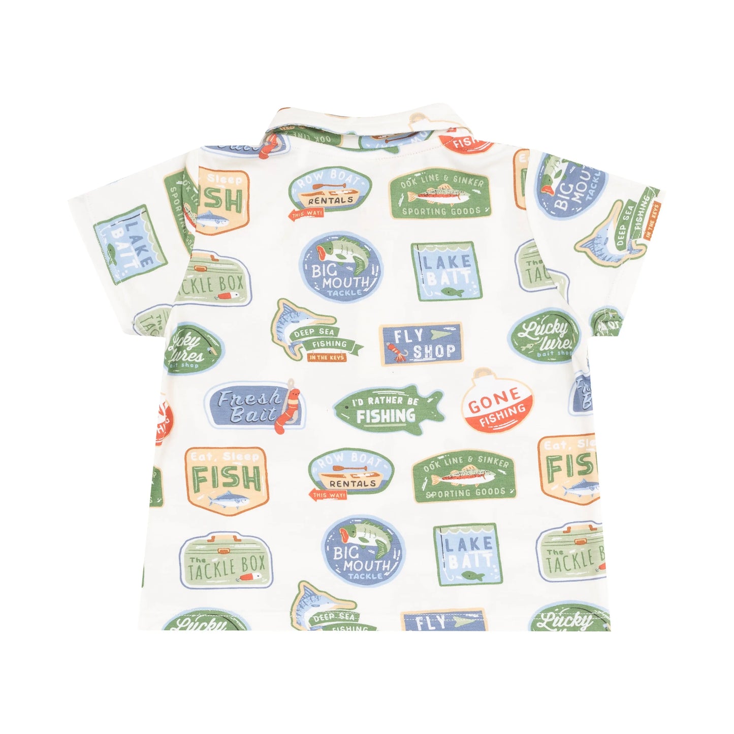 Polo Shirt and Short Set for Kids with Bait Shop Signage.