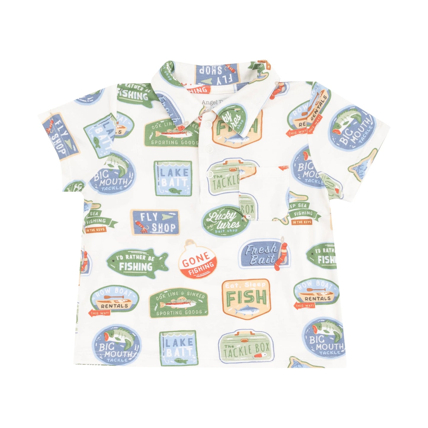 Polo Shirt and Short Set for Kids with Bait Shop Signage.