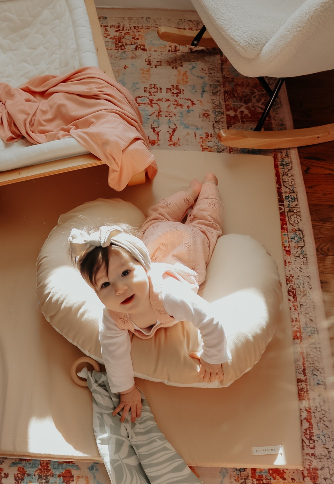Peony Ribbed Stretch Swaddle Blanket For Newborn Comfort Little Mae & Co Everetts Place: Online Boutique