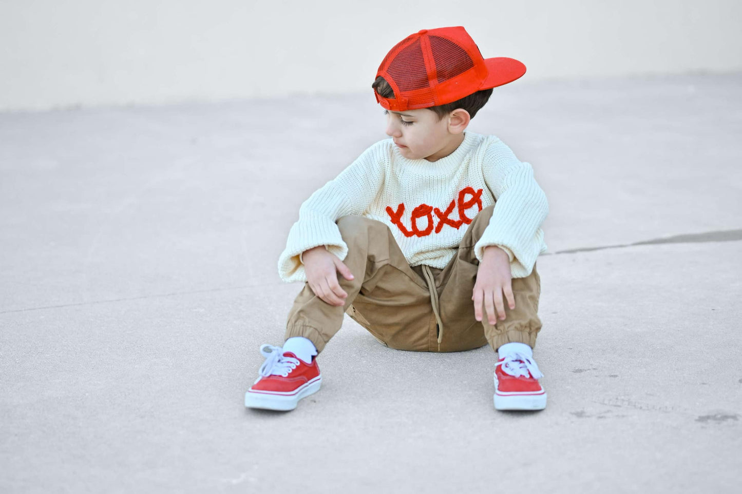 XOXO Hand Embroidered Kids Sweater Cozy Cotton Blend Little Joy Co. Everetts Place: Online Boutique