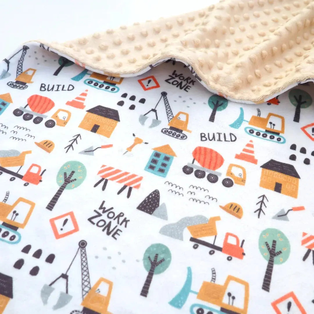 Baby & Toddler Minky Blanket - Little Builder Honey Lemonade