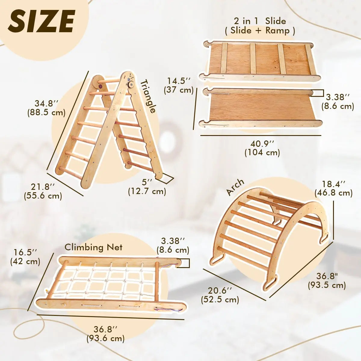 5in1 Montessori Climbing Set Triangle Ladder Climbing Arch Slide Board Climbing Net Art Addition Goodevas Everetts Place: Online Boutique