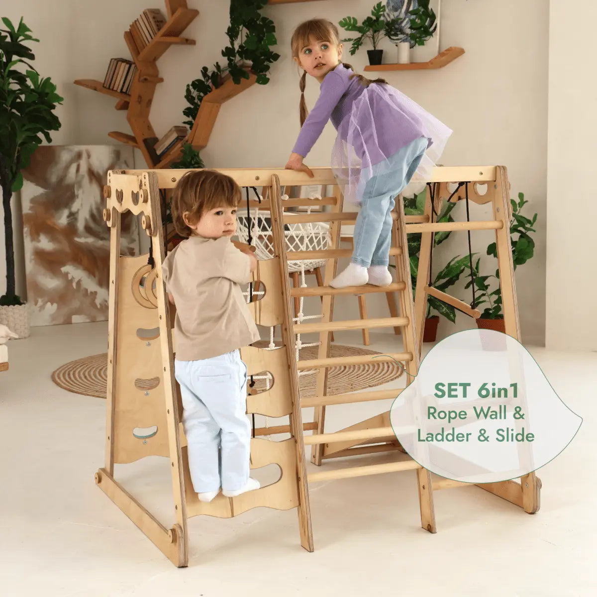 6 In 1 Indoor Jungle Gym For Toddler Playground Swings Set Slide Board Rope Stairs Goodevas Everetts Place: Online Boutique