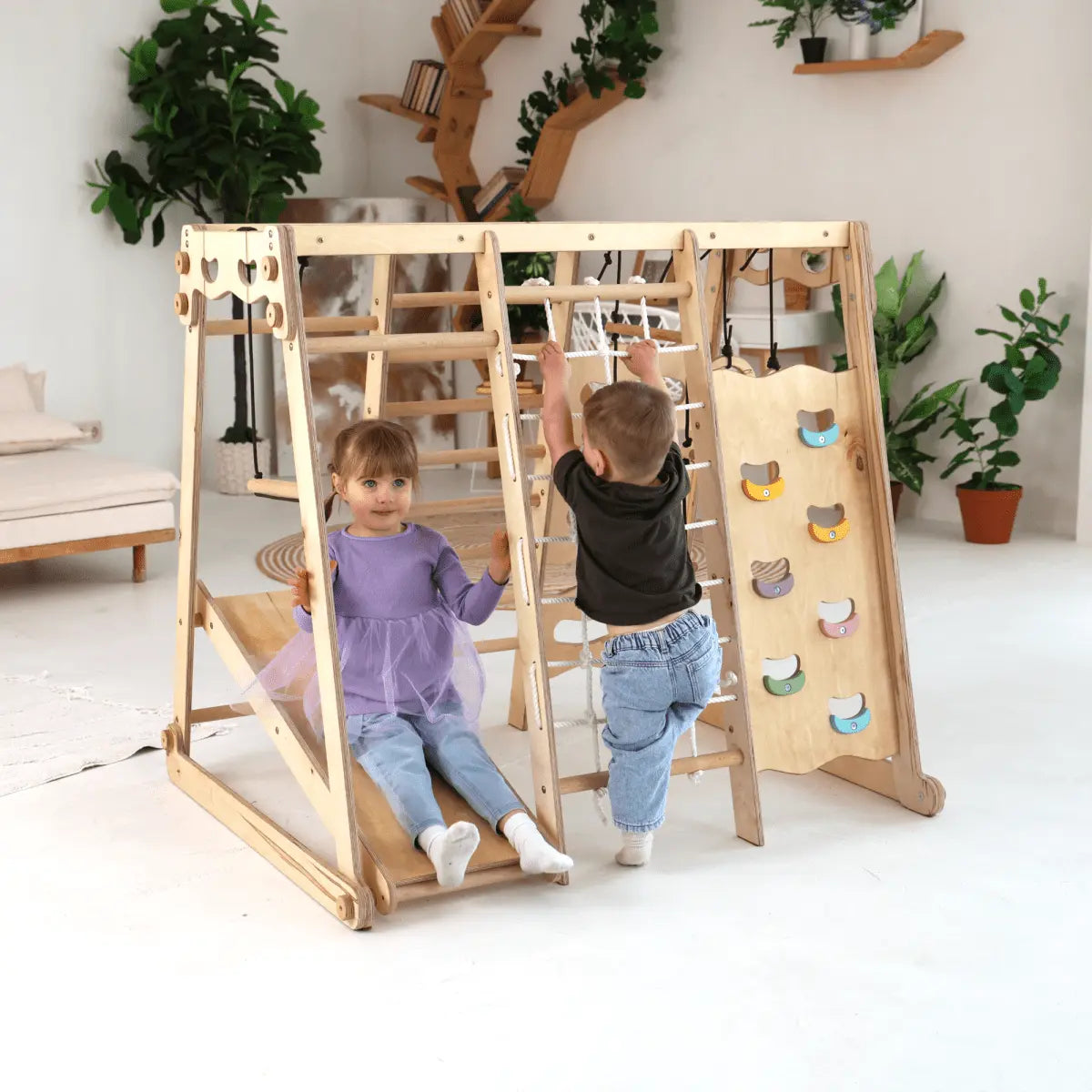 6 In 1 Indoor Jungle Gym For Toddler Playground Swings Set Slide Board Rope Stairs Goodevas Everetts Place: Online Boutique