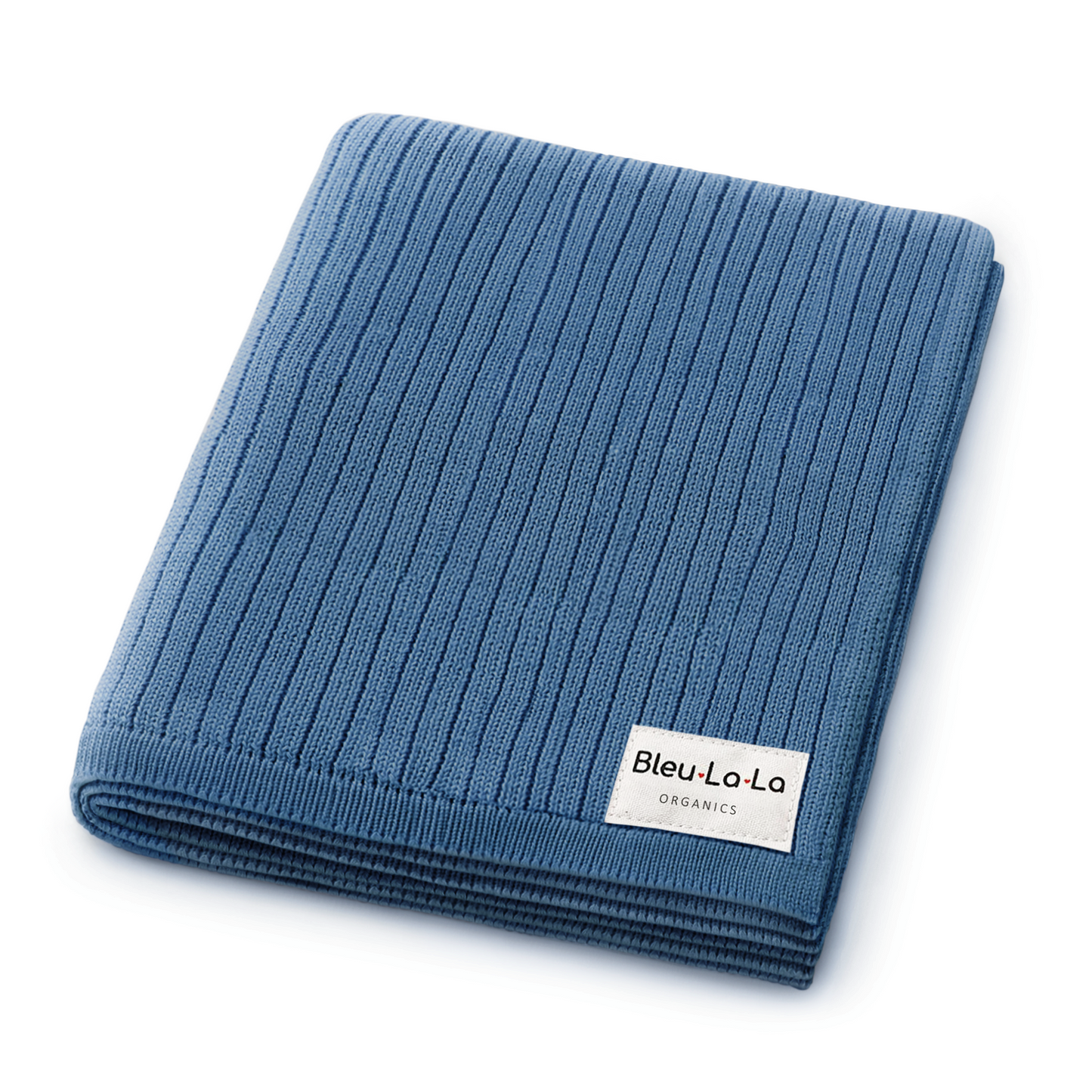 Organic Ribbed Knit Cotton Baby Blanket Made from 100 Percent Organic Cotton Bleu La La