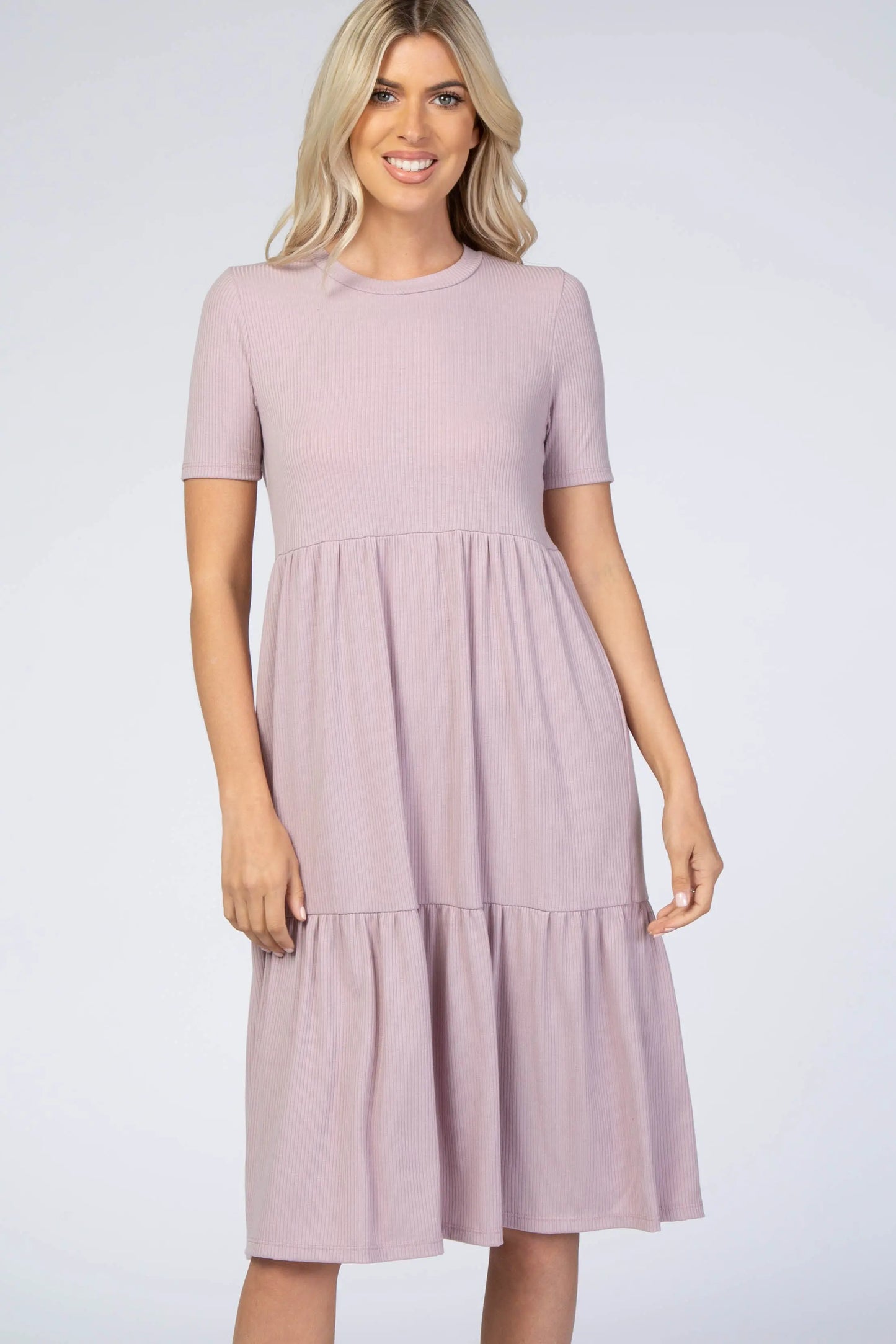 PinkBlush Lavender Tiered Dress with Scoop Neckline for Casual Summer Style - Apparel & Accessories > Clothing > Dresses