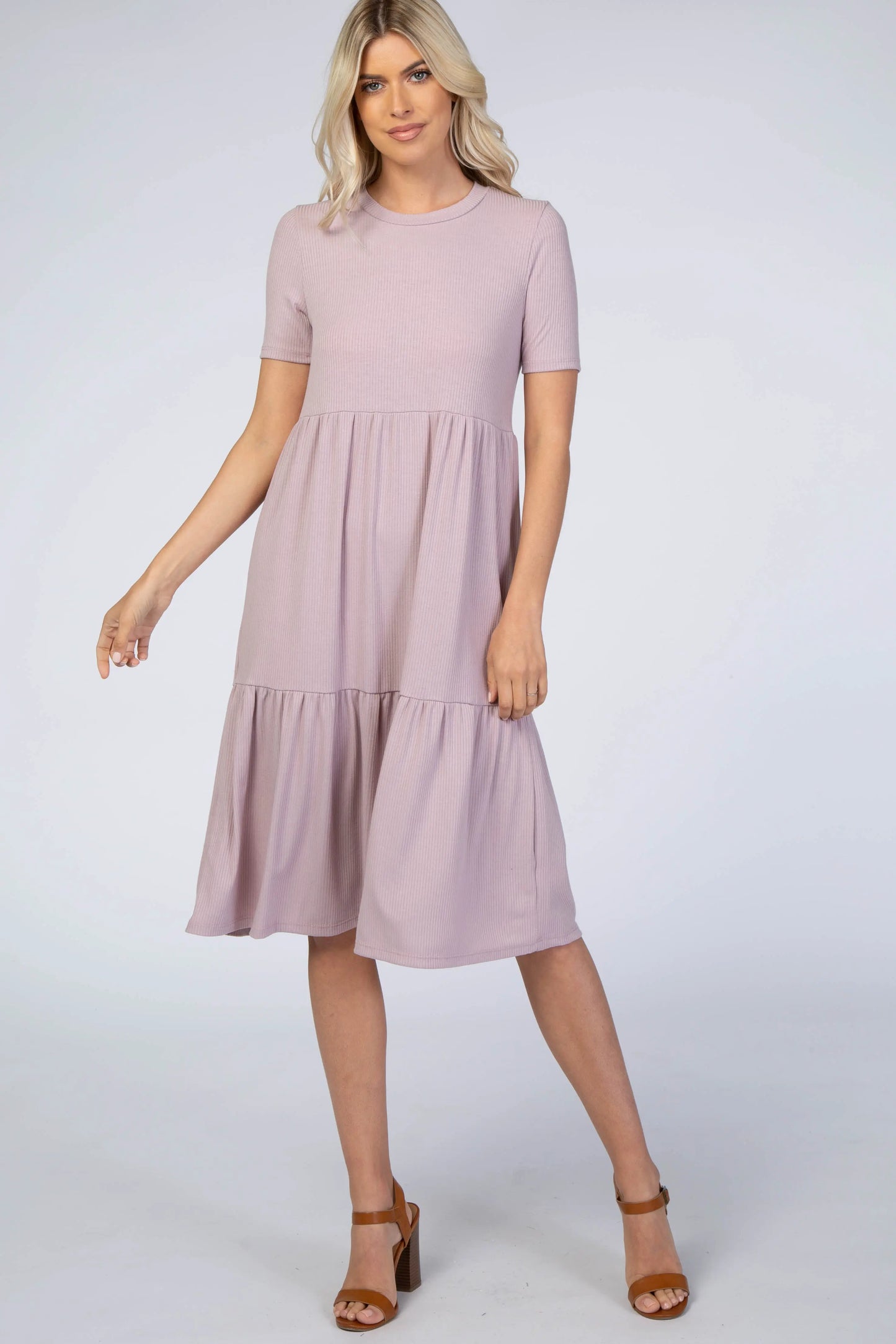 PinkBlush Lavender Tiered Dress with Scoop Neckline for Casual Summer Style - Apparel & Accessories > Clothing > Dresses