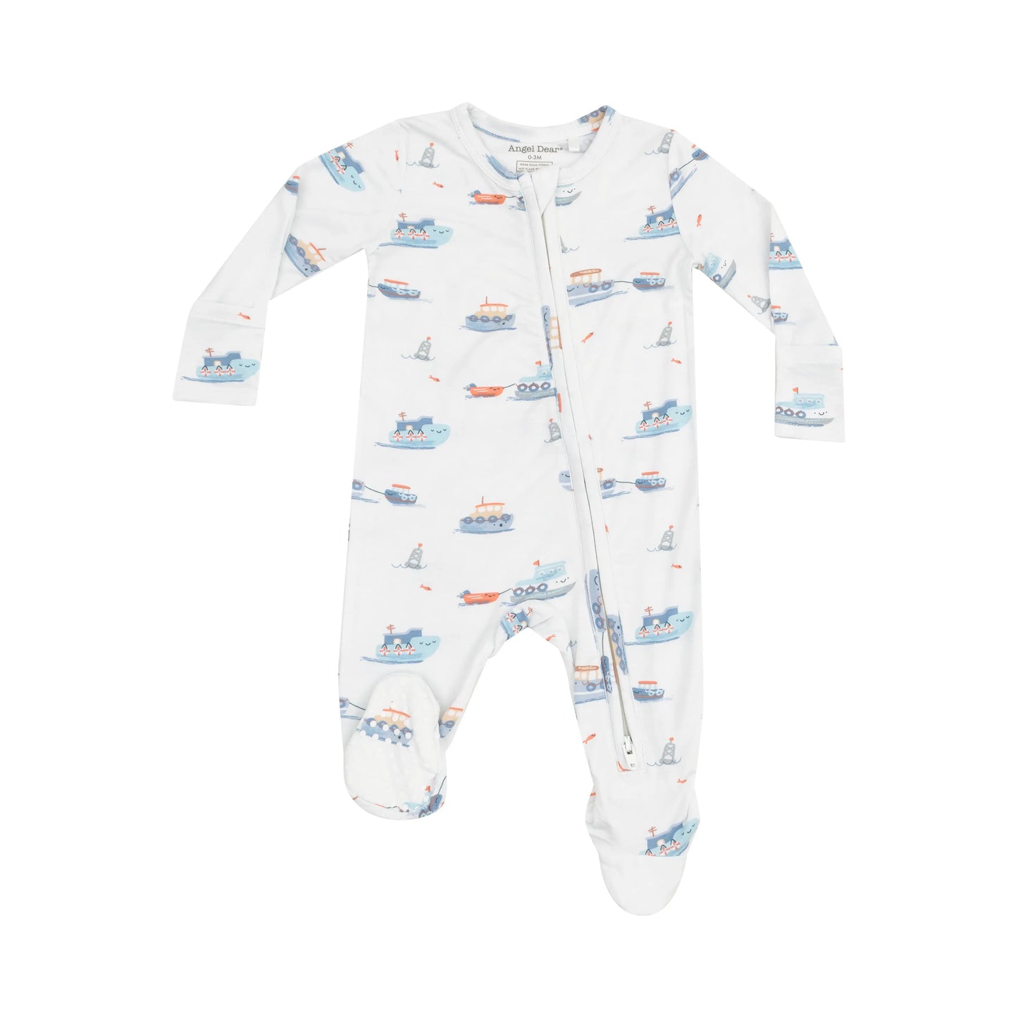 2 Way Zipper Footie Bubbly Tugboats Angel Dear Collection.