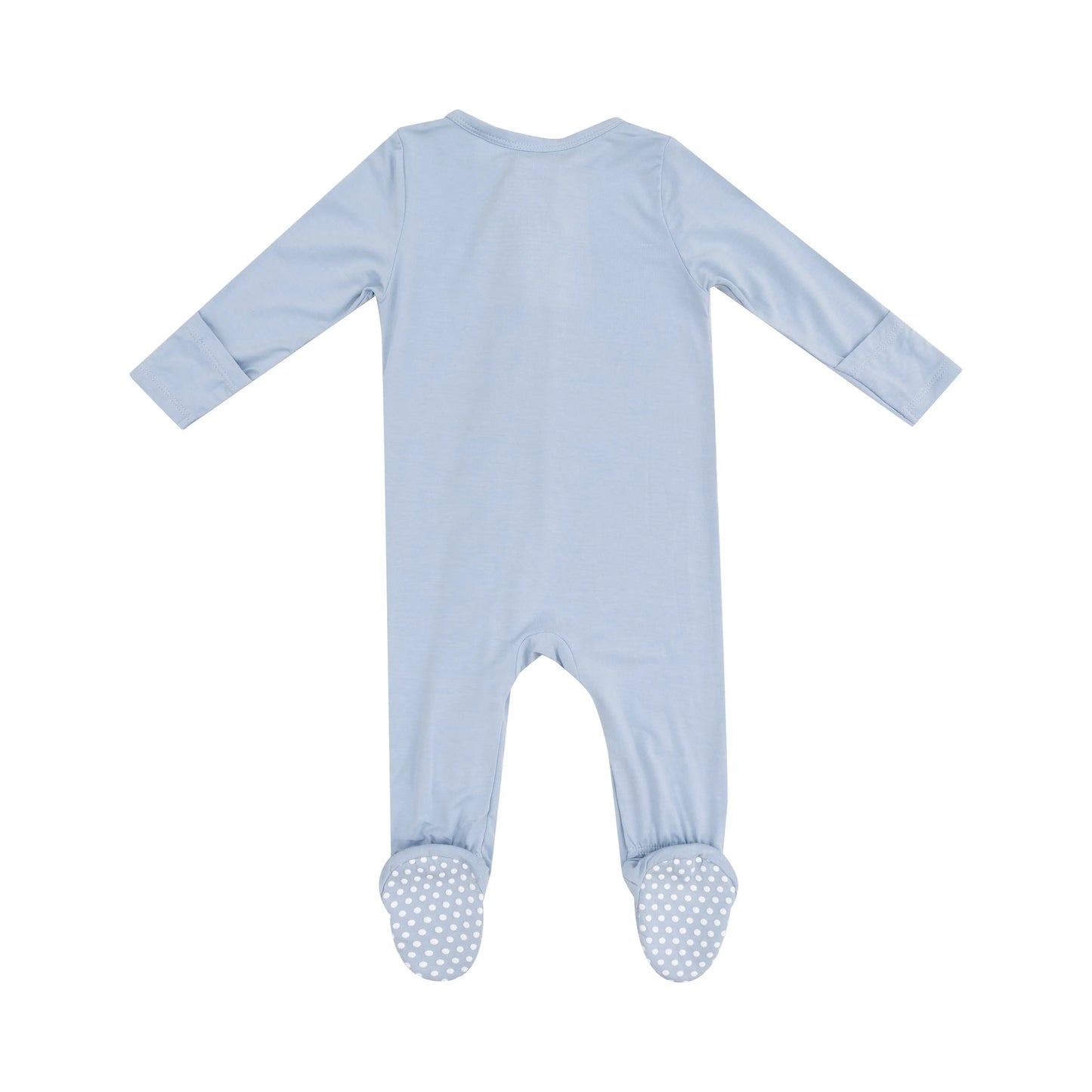 2 Way Zipper Footie Solid Blue Fog.