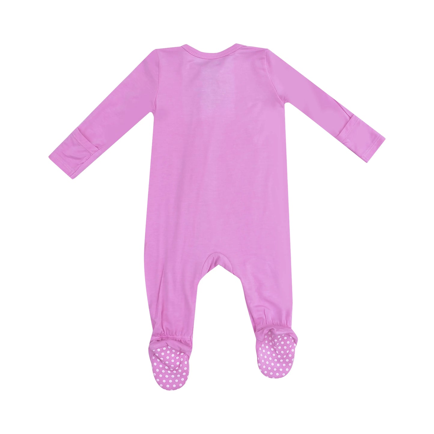 2 Way Zipper Footie Solid Cyclamen Eco Friendly Bamboo Fabric.