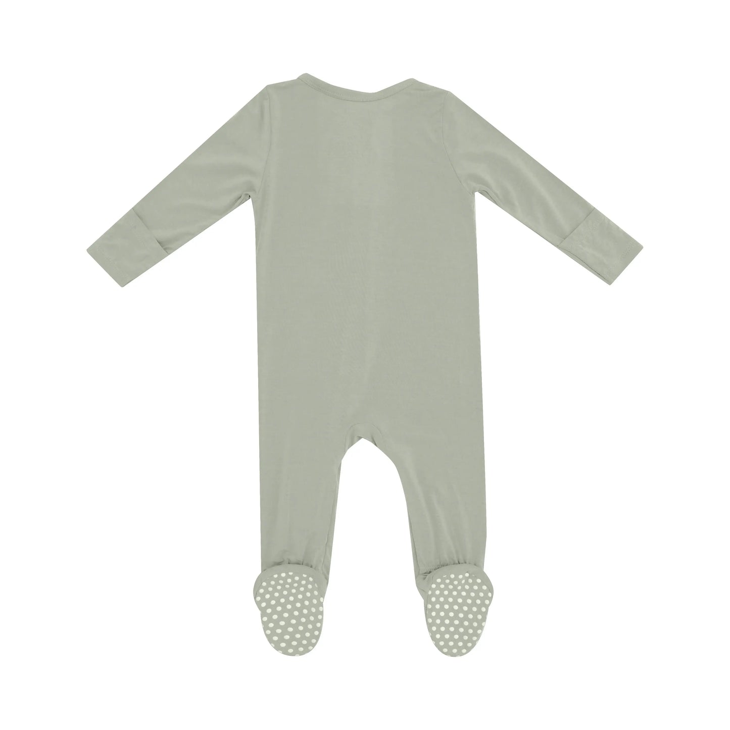 2 Way Zipper Footie Solid Desert Sage Baby Outfit.