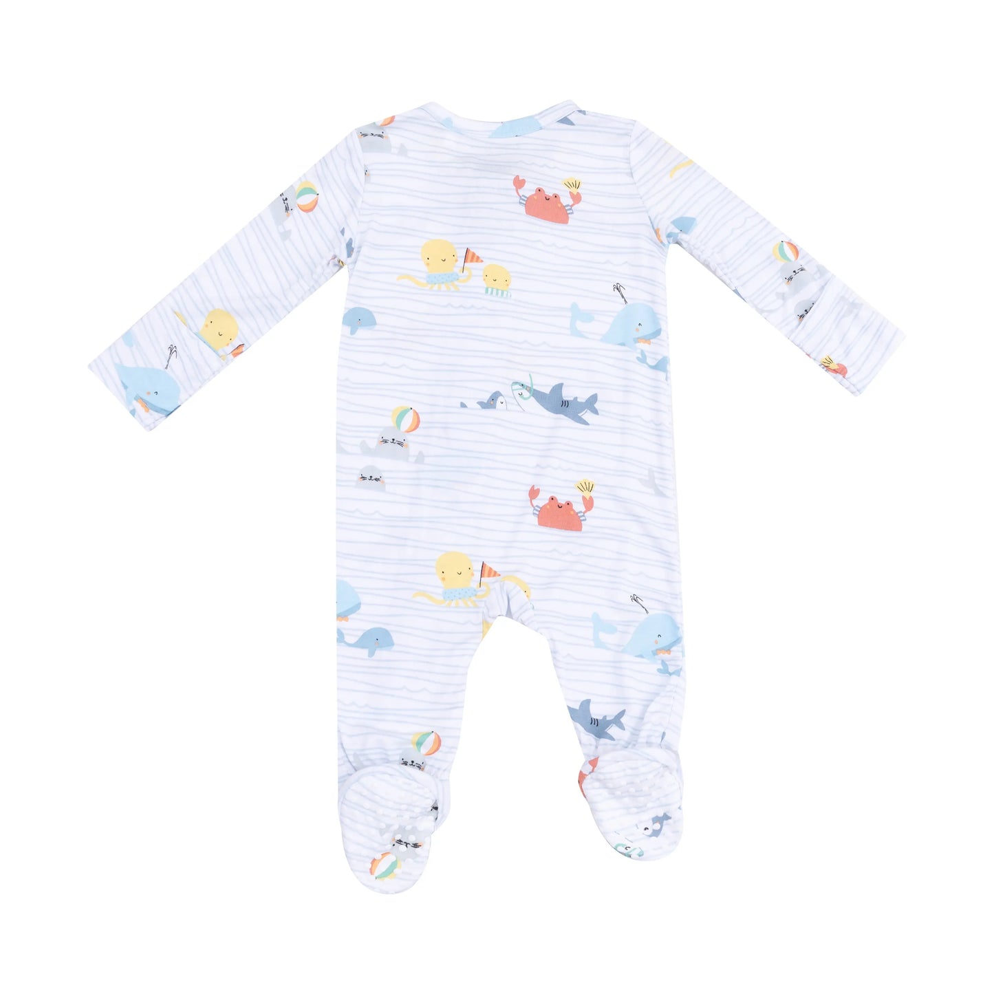 2 Way Zipper Footie Sea Stripes Baby Pajamas Super Soft Bamboo.