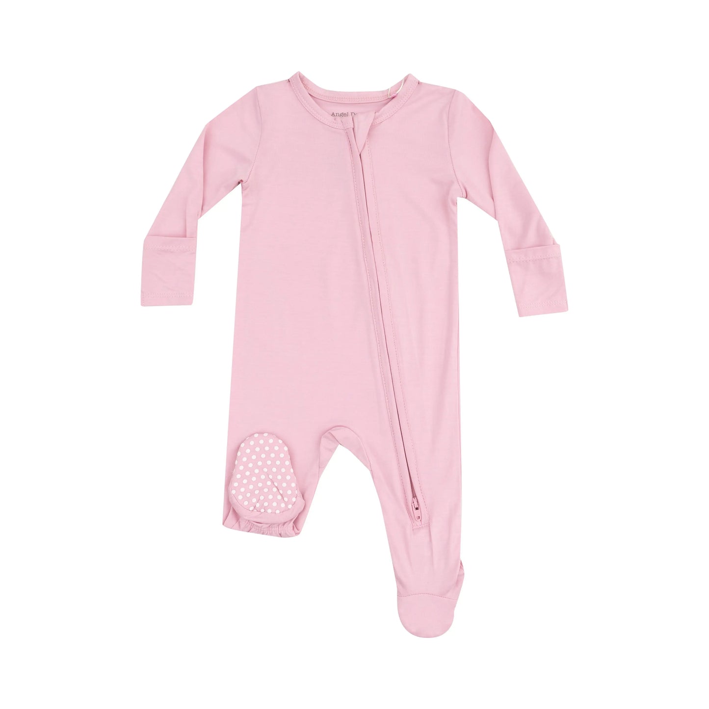 2 Way Zipper Footie Solid Cameo Pink.