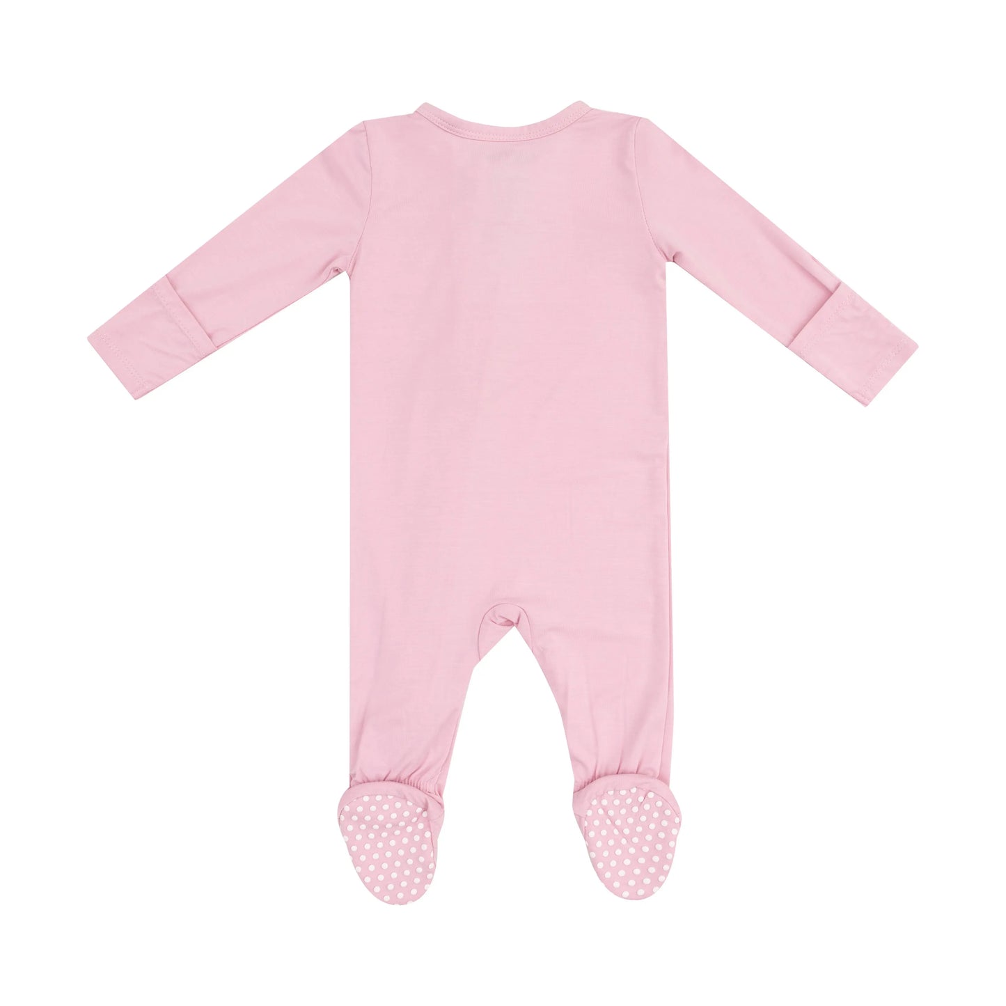 2 Way Zipper Footie Solid Cameo Pink.