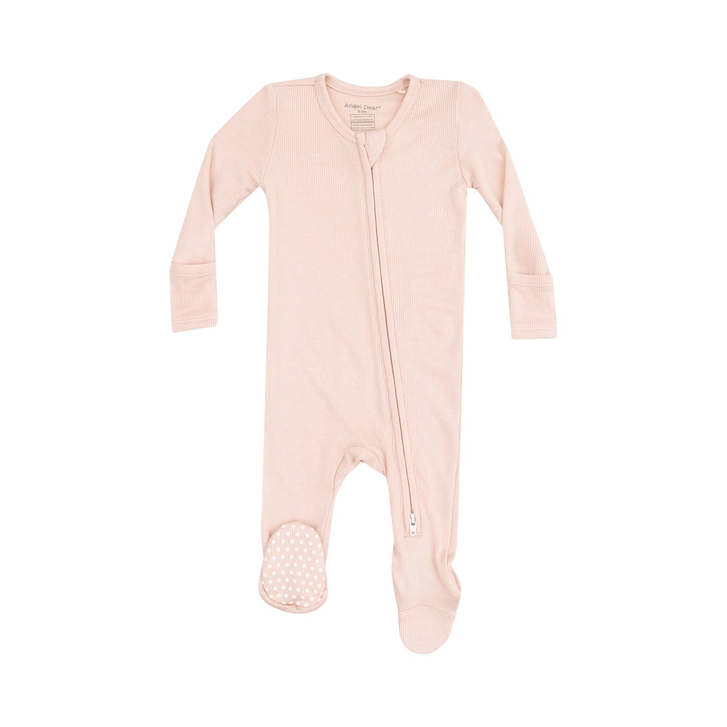 2 Way Zipper Footie Solid Rose Smoke Ribbed.