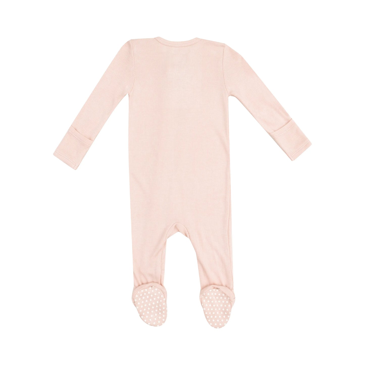 2 Way Zipper Footie Solid Rose Smoke Ribbed.