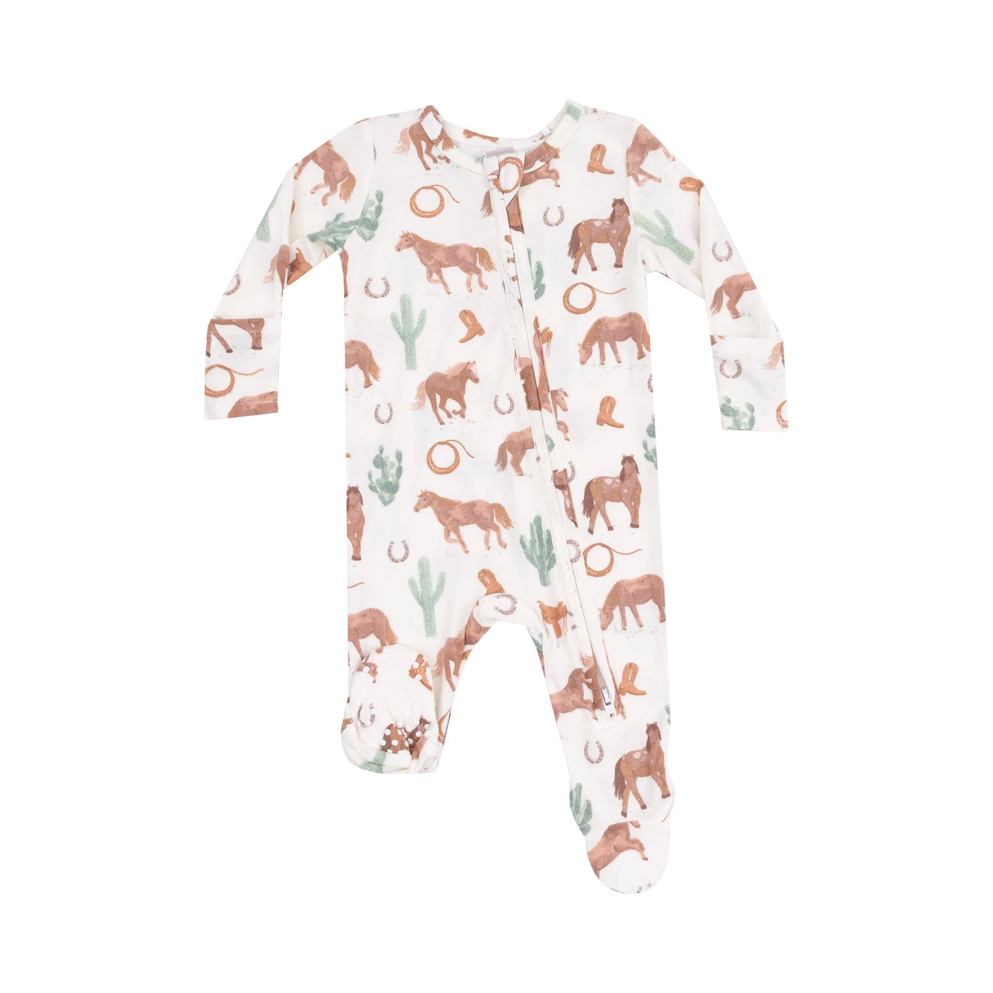 2 Way Zipper Footie Western Horses Uni.