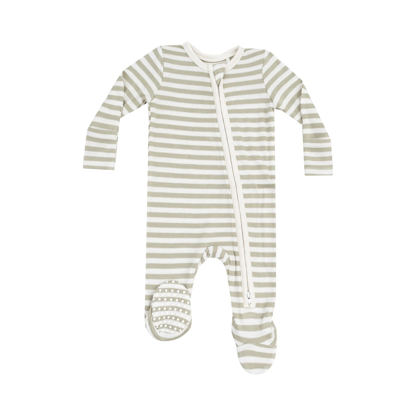 2 Way Zipper Footie Stripe Sage.