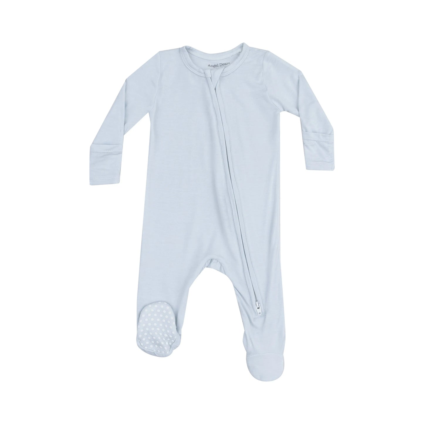 Angel Wing Footie Solid Classic Blue 2-Way Zipper Baby Pajamas.