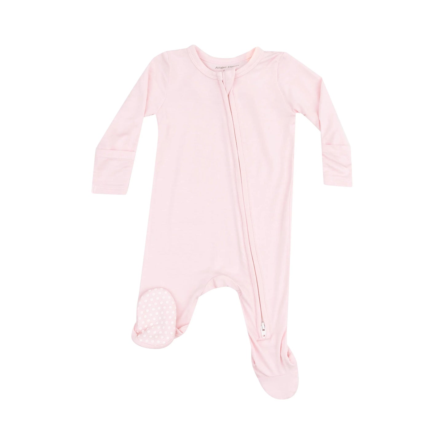 Angel Wing Footie Solid Classic Pink 2-Way Zipper Baby Sleepwear.
