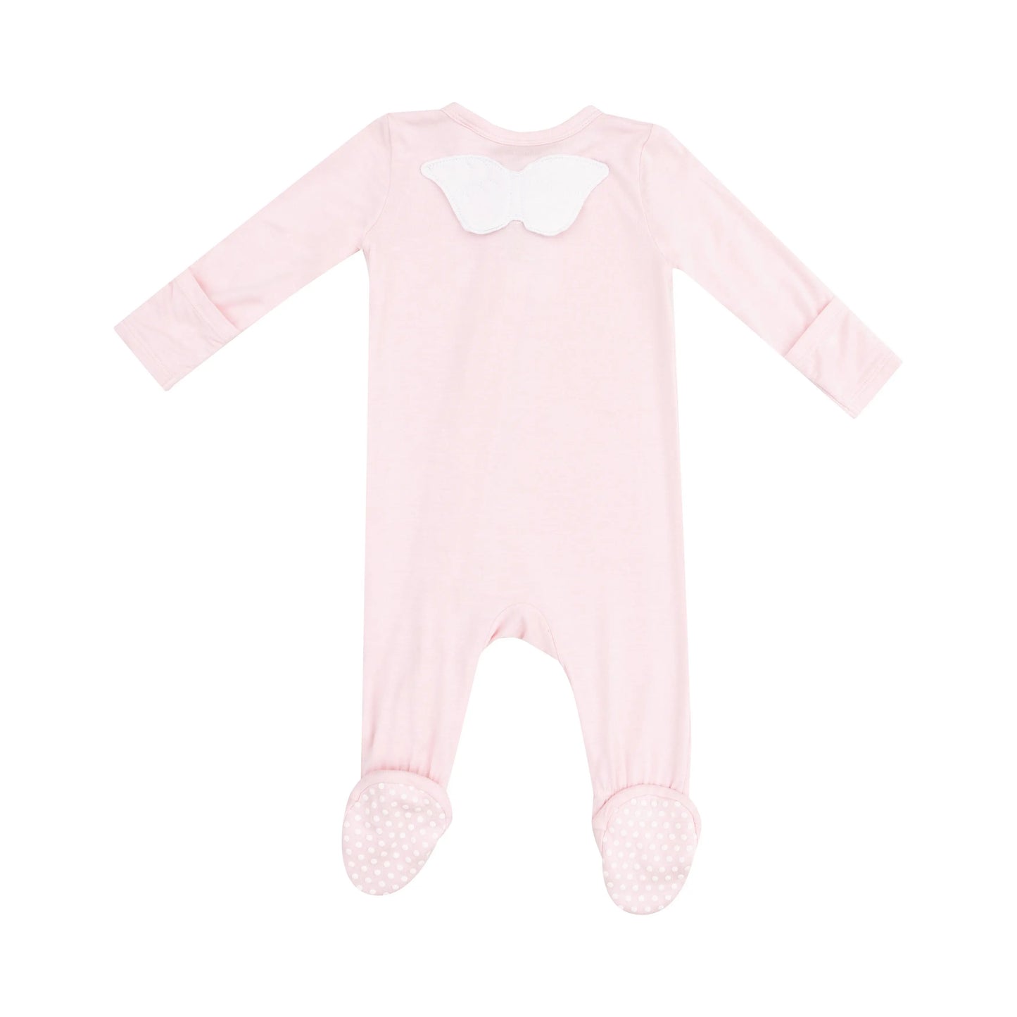 Angel Wing Footie Solid Classic Pink 2-Way Zipper Baby Sleepwear.