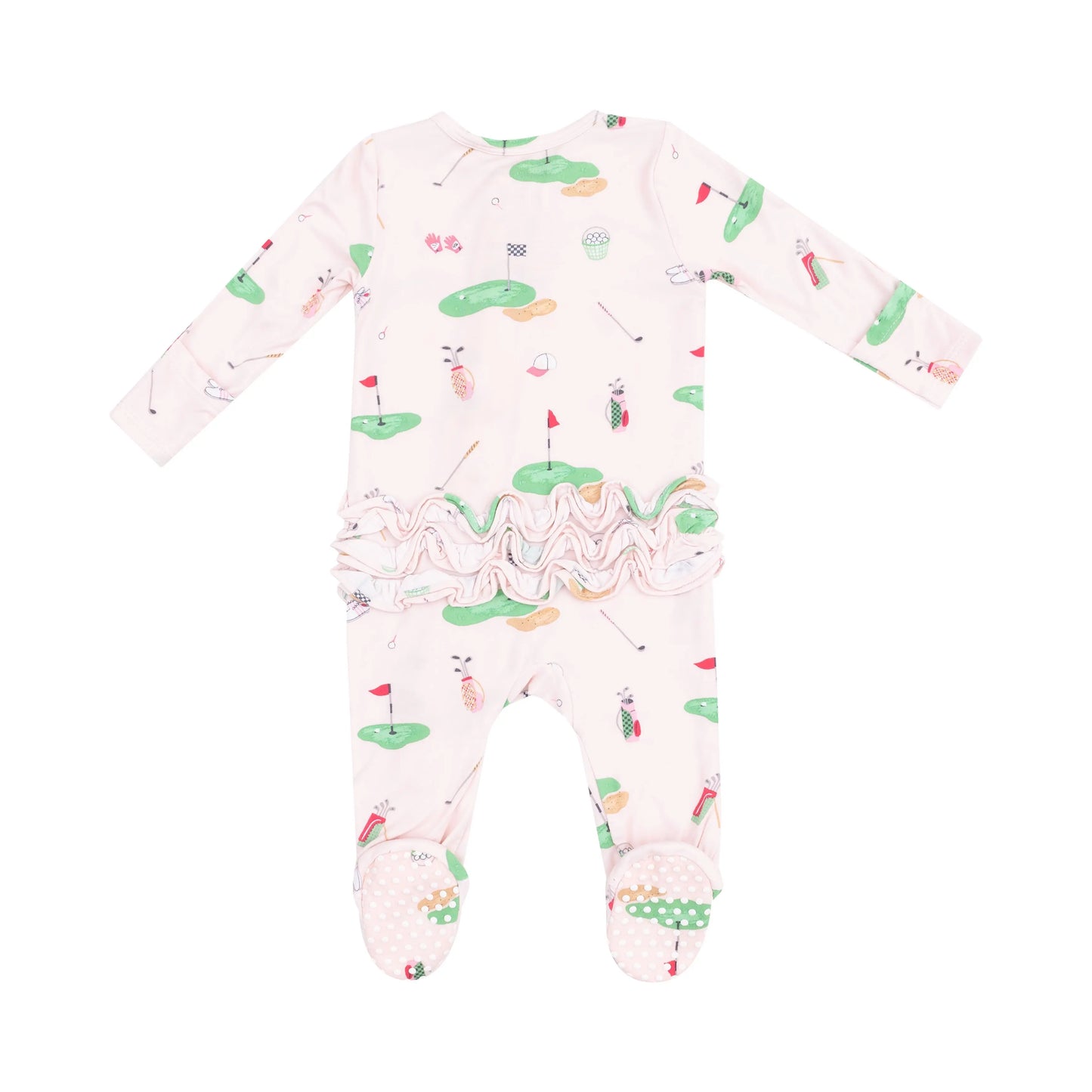 2 Way Zipper Ruffle Back Footie Golf Things Pink.