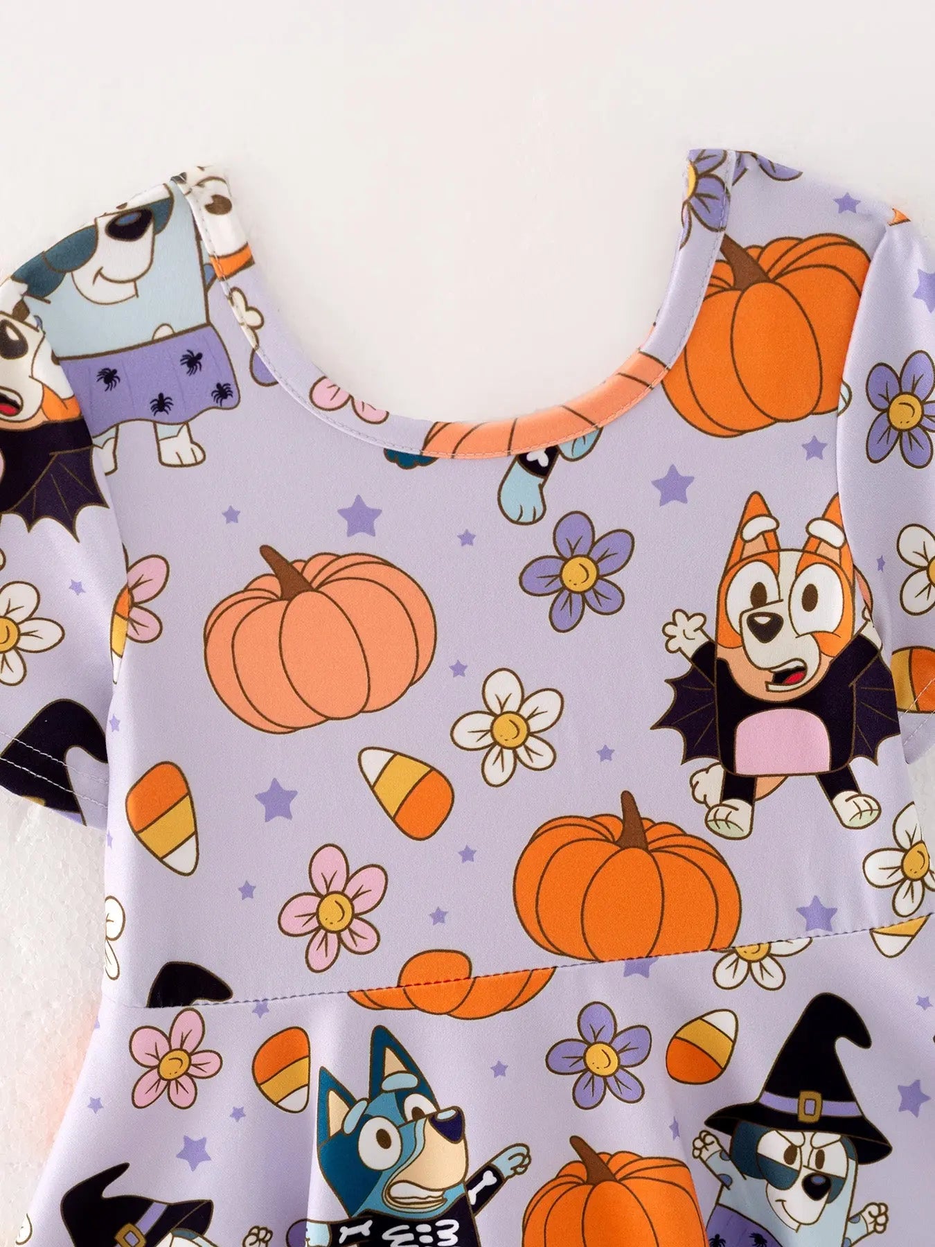 Cute Pumpkin Print Milk Silk Dress for Halloween Fun for Girls Rylee Faith Designs