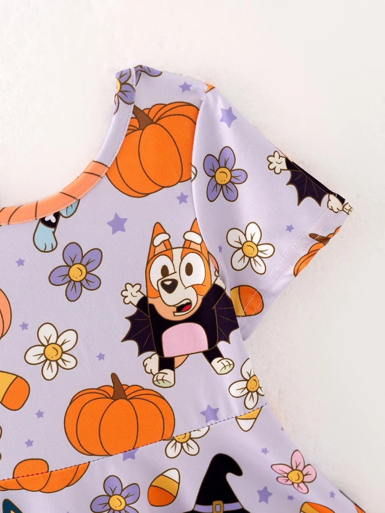 Cute Pumpkin Print Milk Silk Dress for Halloween Fun for Girls Rylee Faith Designs