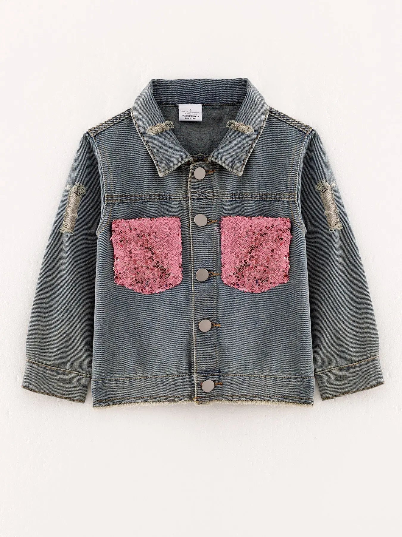 Girls Sequins Denim Jacket Stylish Versatile Top Coat Rylee Faith Designs