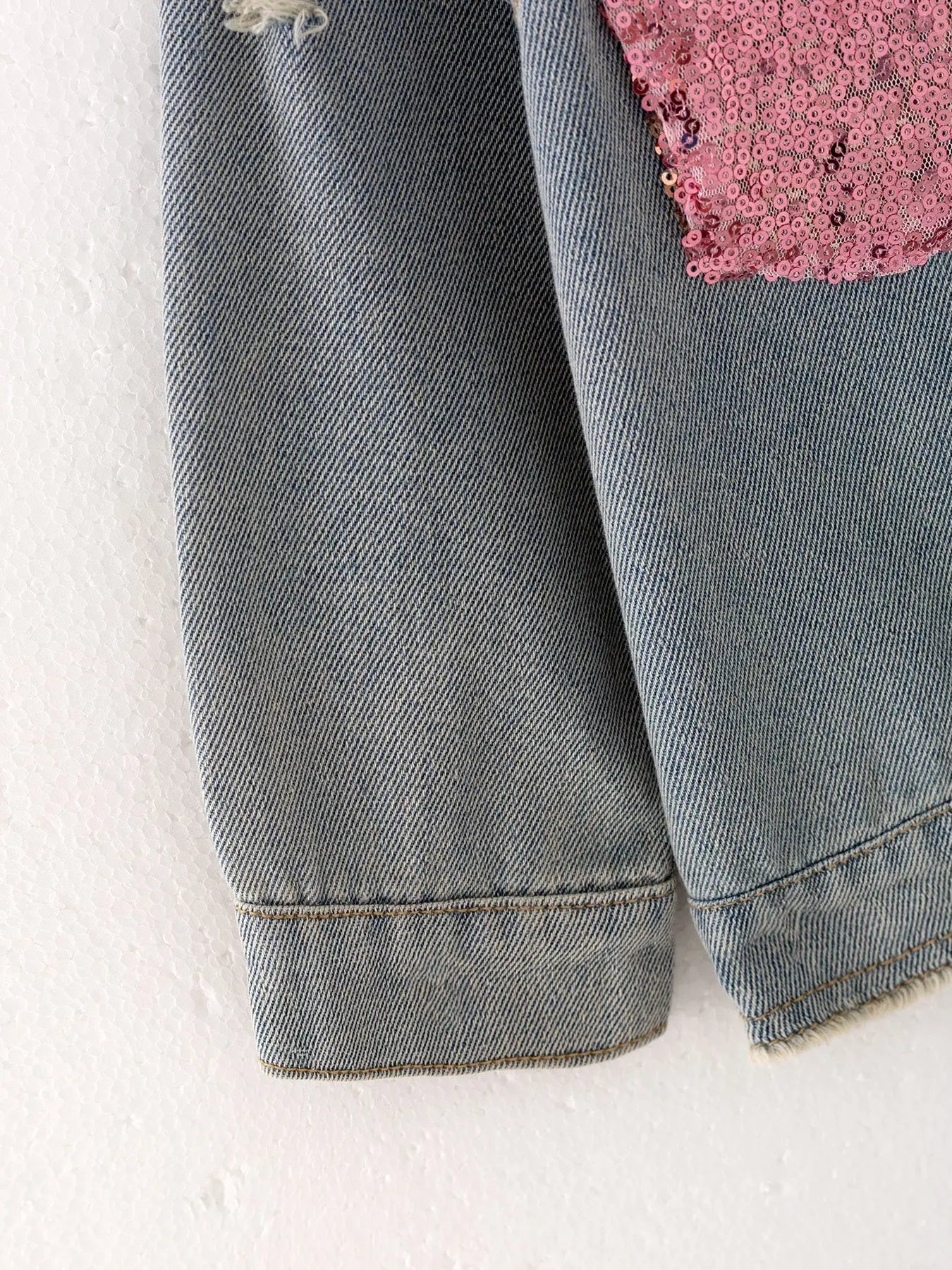 Girls Sequins Denim Jacket Stylish Versatile Top Coat Rylee Faith Designs