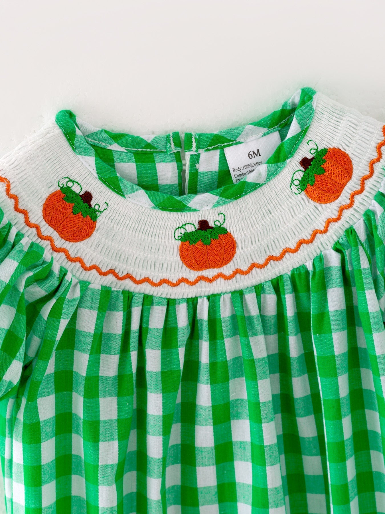 Halloween Green Baby Girls Smocked Embroidered Plaid Romper Rylee Faith Designs Everetts Place: Online Boutique