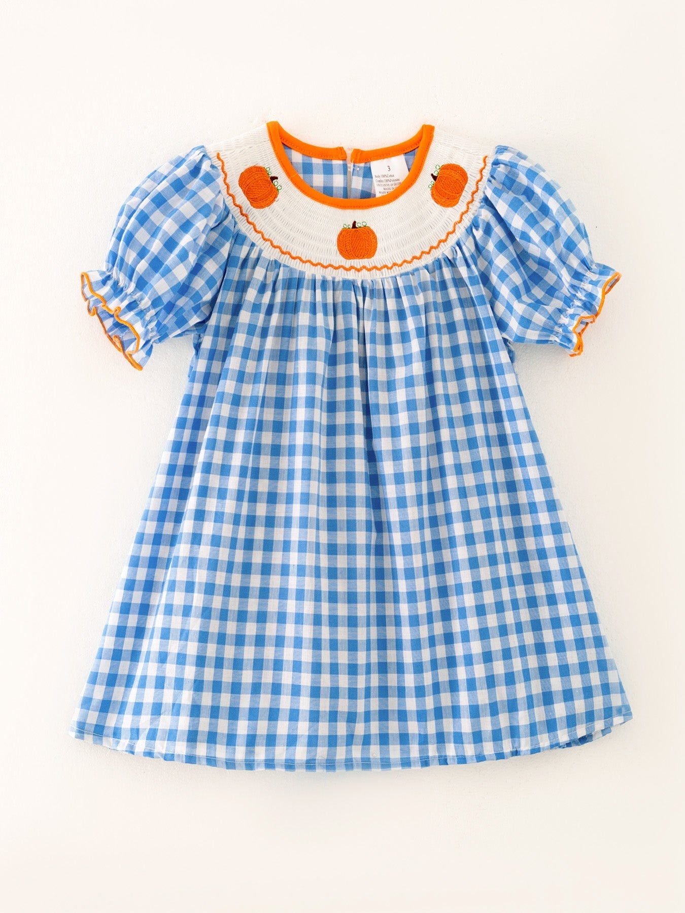 Halloween Blue Woven Smocking Embroidered Plaid Dress Rylee Faith Designs Everetts Place: Online Boutique