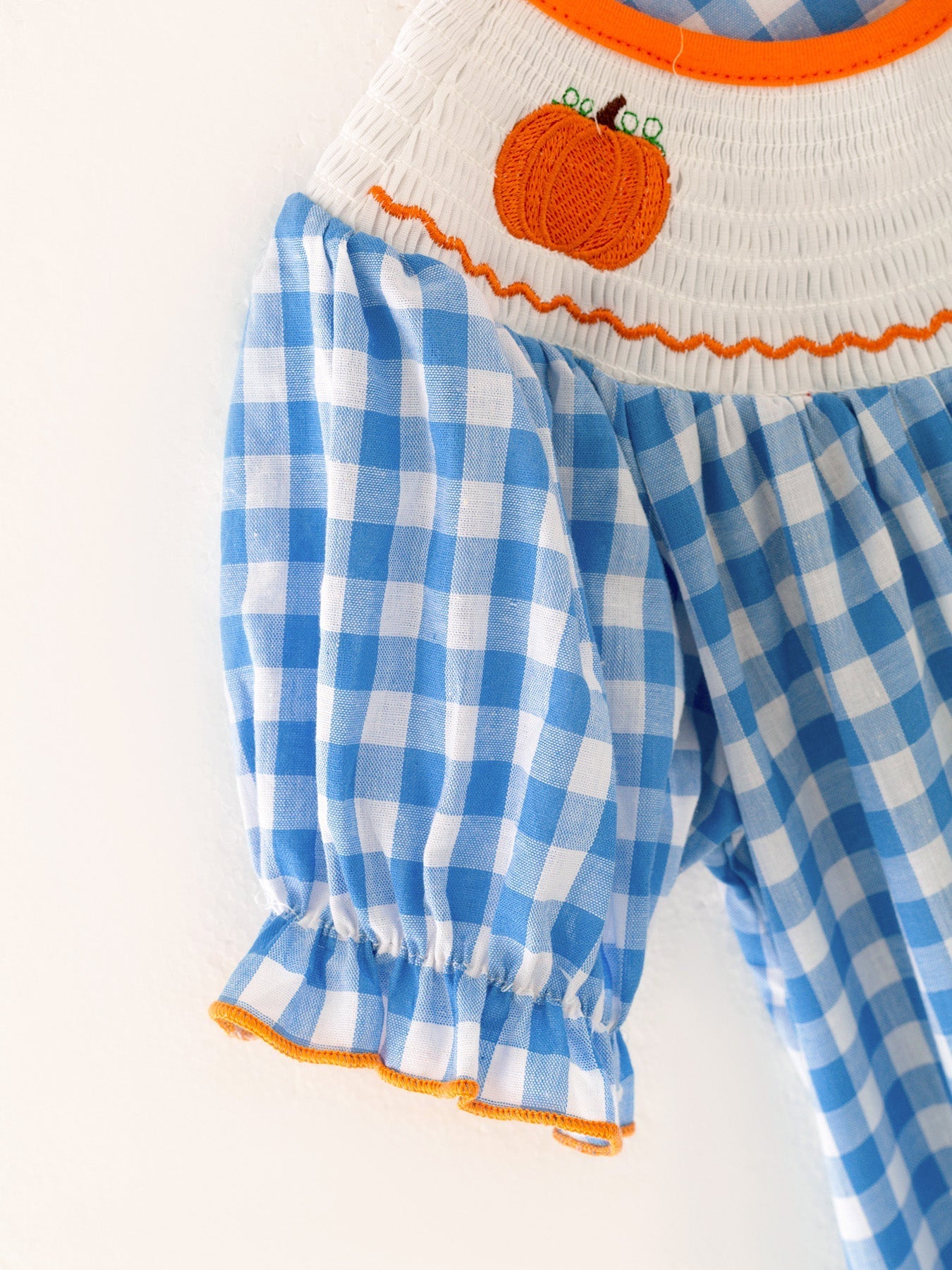 Halloween Blue Woven Smocking Embroidered Plaid Dress Rylee Faith Designs Everetts Place: Online Boutique