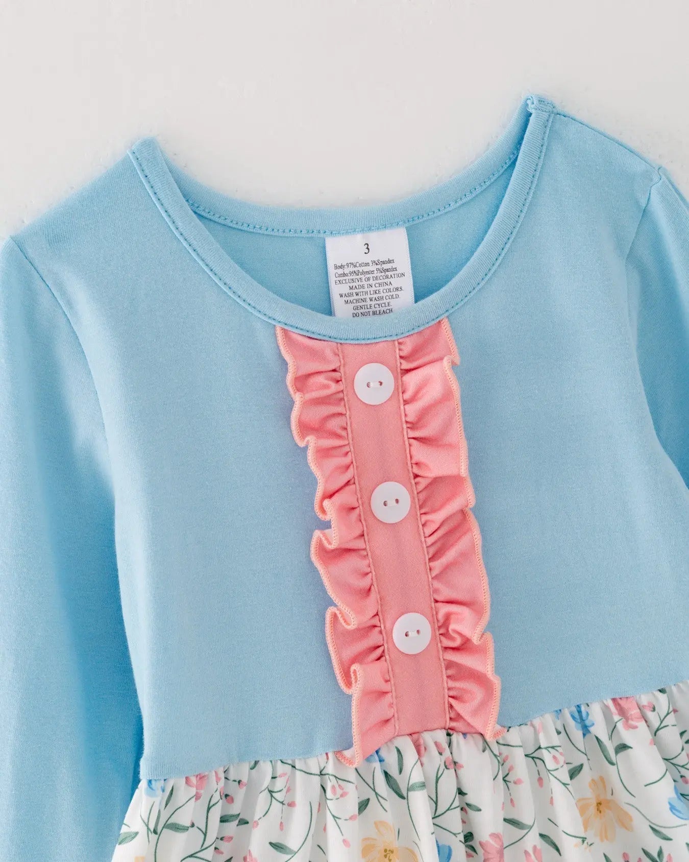Cute Floral Print Long Sleeve Dress with Pumpkin Applique for Girls Rylee Faith Designs