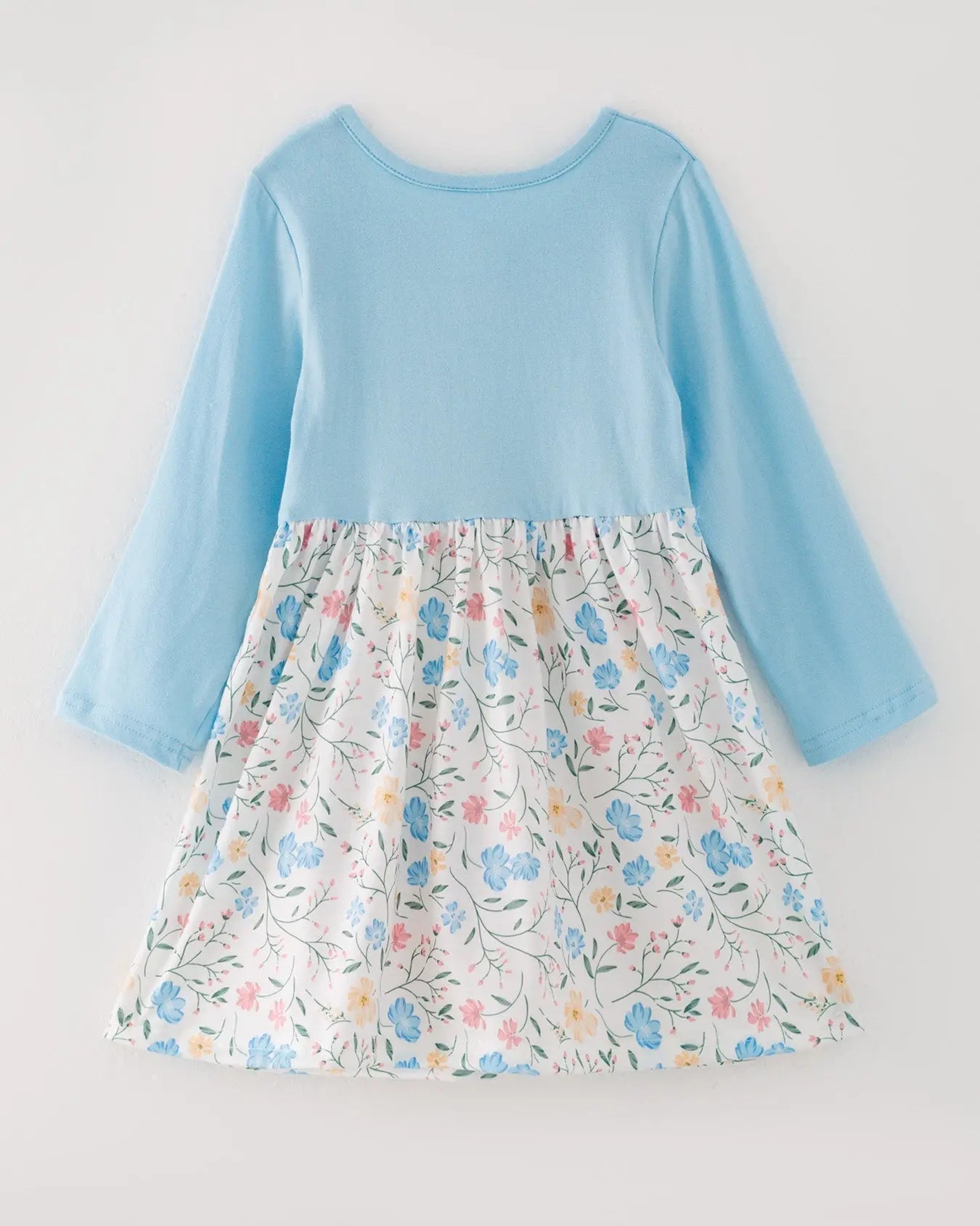 Cute Floral Print Long Sleeve Dress with Pumpkin Applique for Girls Rylee Faith Designs
