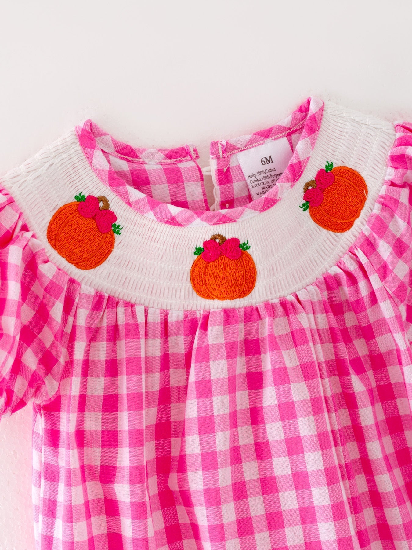 Halloween Pink Plaid Romper For Baby Girls Smocked Rylee Faith Designs Everetts Place: Online Boutique