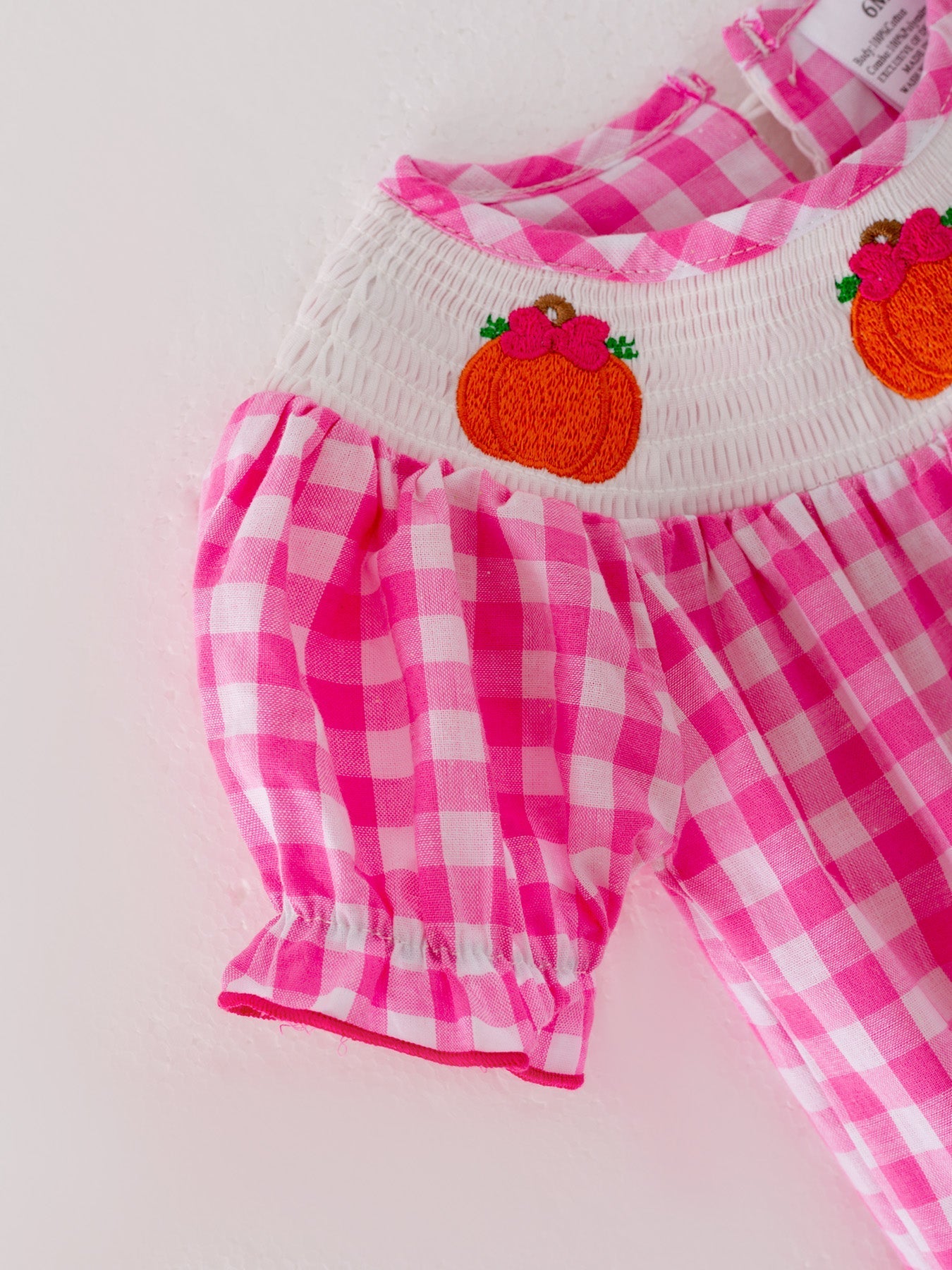 Halloween Pink Plaid Romper For Baby Girls Smocked Rylee Faith Designs Everetts Place: Online Boutique