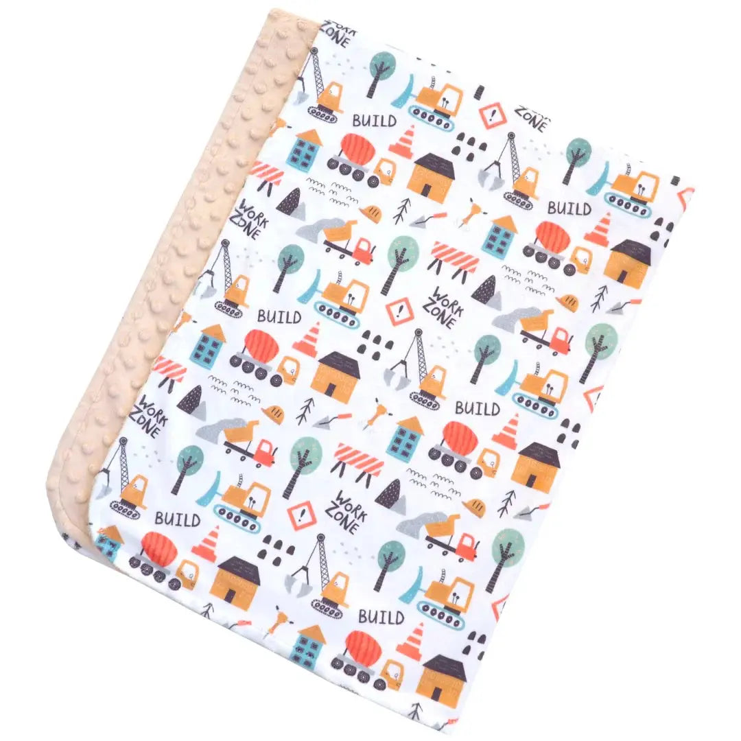 Baby & Toddler Minky Blanket - Little Builder Honey Lemonade