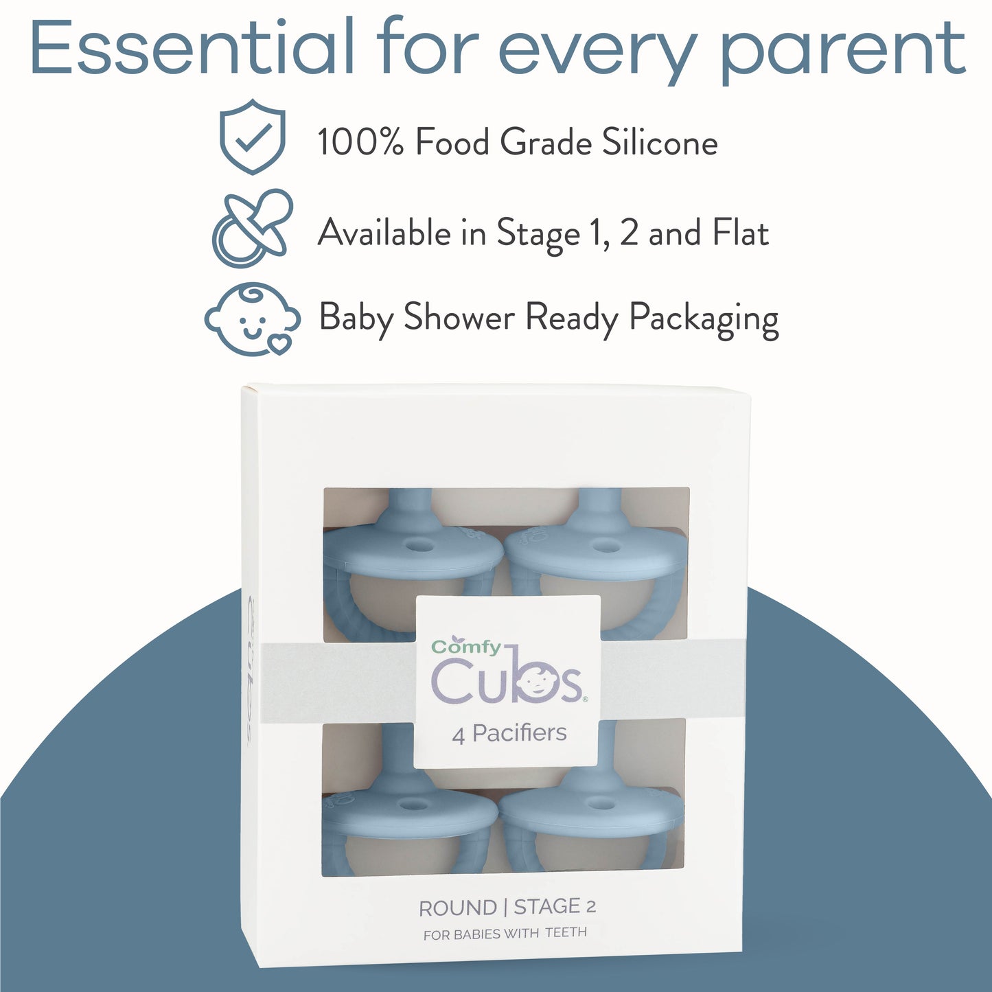 Sky Blue Pacifiers 4 Pack Silicone BPA Free For Babies Comfy Cubs Everetts Place: Online Boutique 12.99