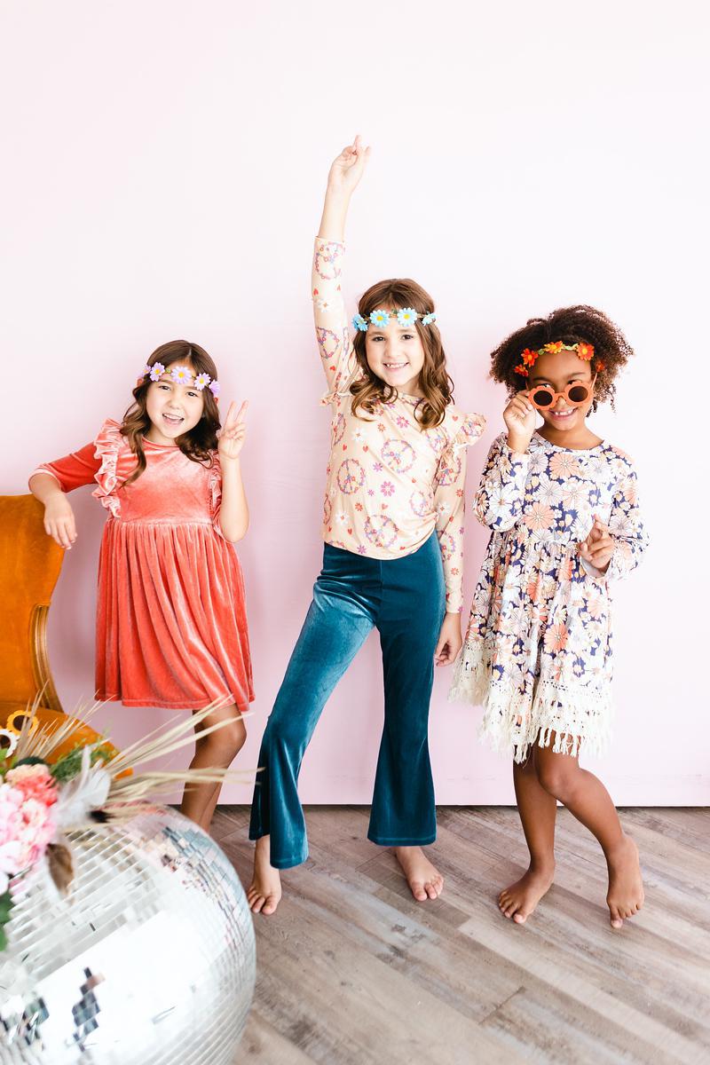 Mila & Rose ® Flower Child Long Sleeve Ruffle Tee for Girls Mila Rose - Apparel & Accessories > Clothing > Clothing Tops Ruffle Tee L/S