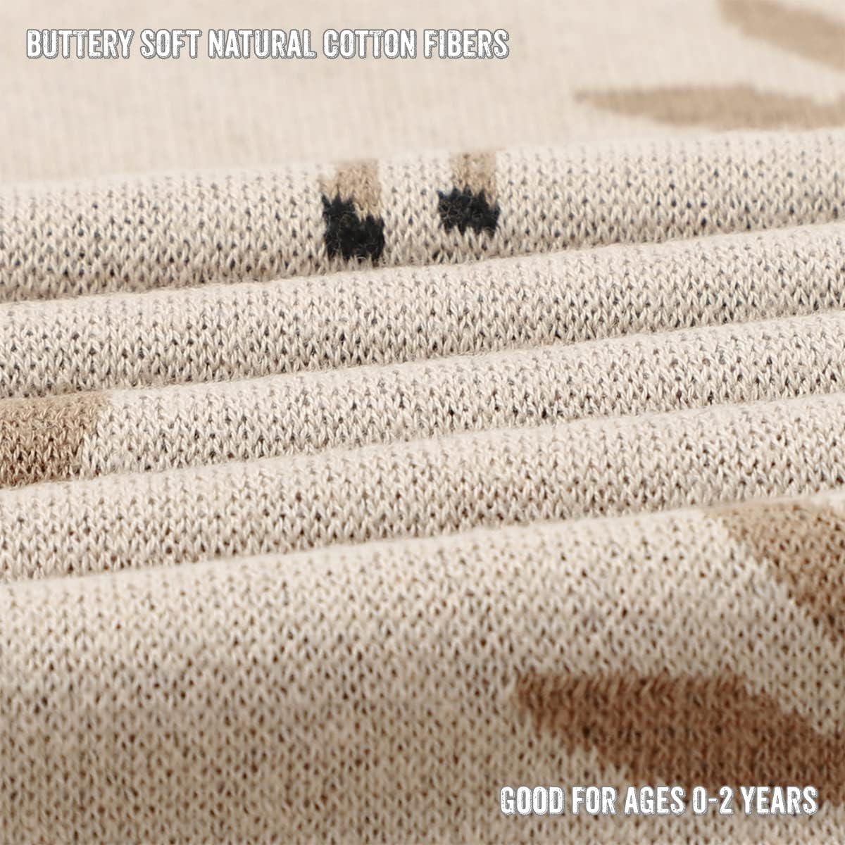 Luxury Cotton Deer Knit Swaddle Baby Blanket for Newborns Bleu La La