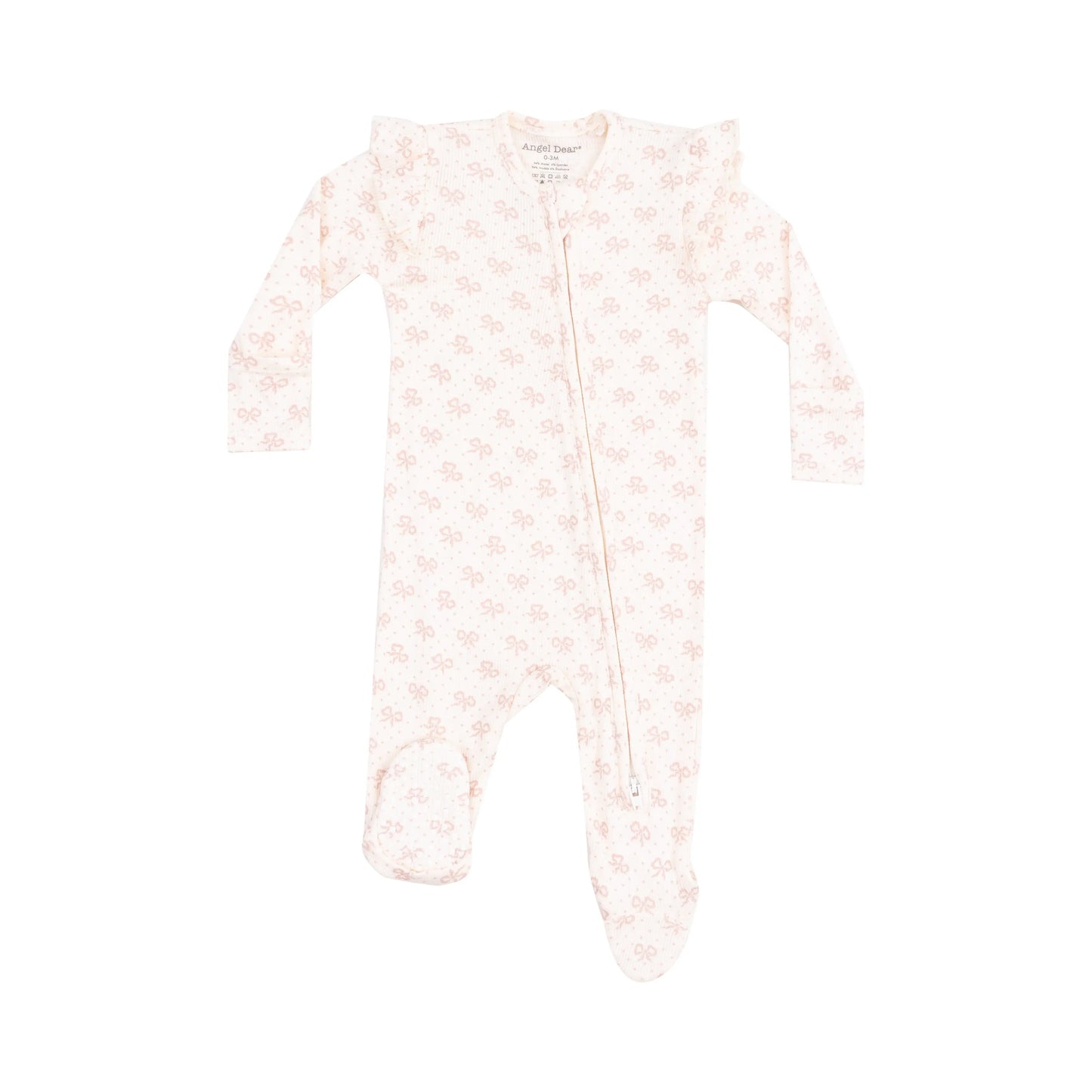 2 Way Ruffle Sleeve Zipper Footie Vintage Mini Bows.